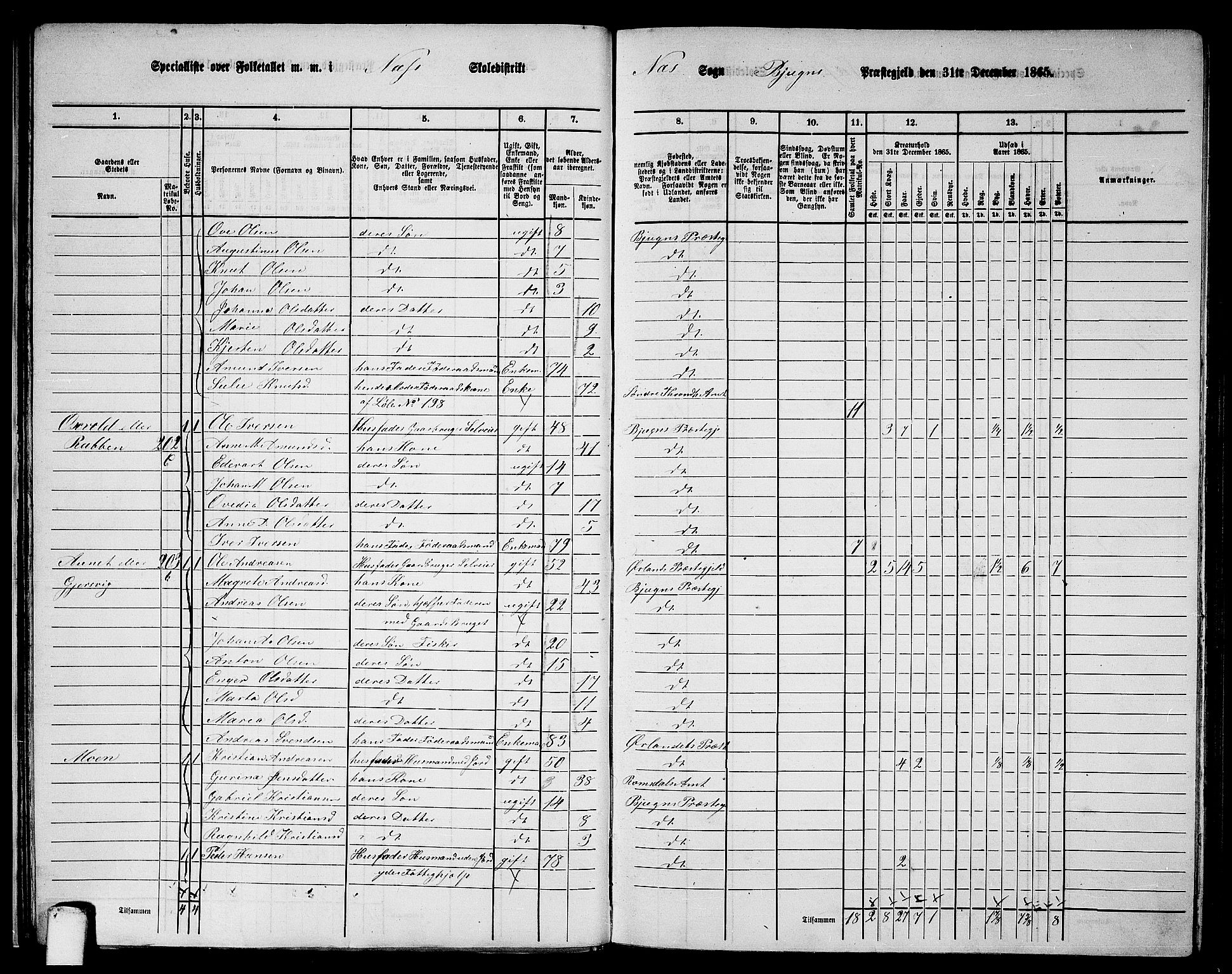 RA, 1865 census for Bjugn, 1865, p. 25