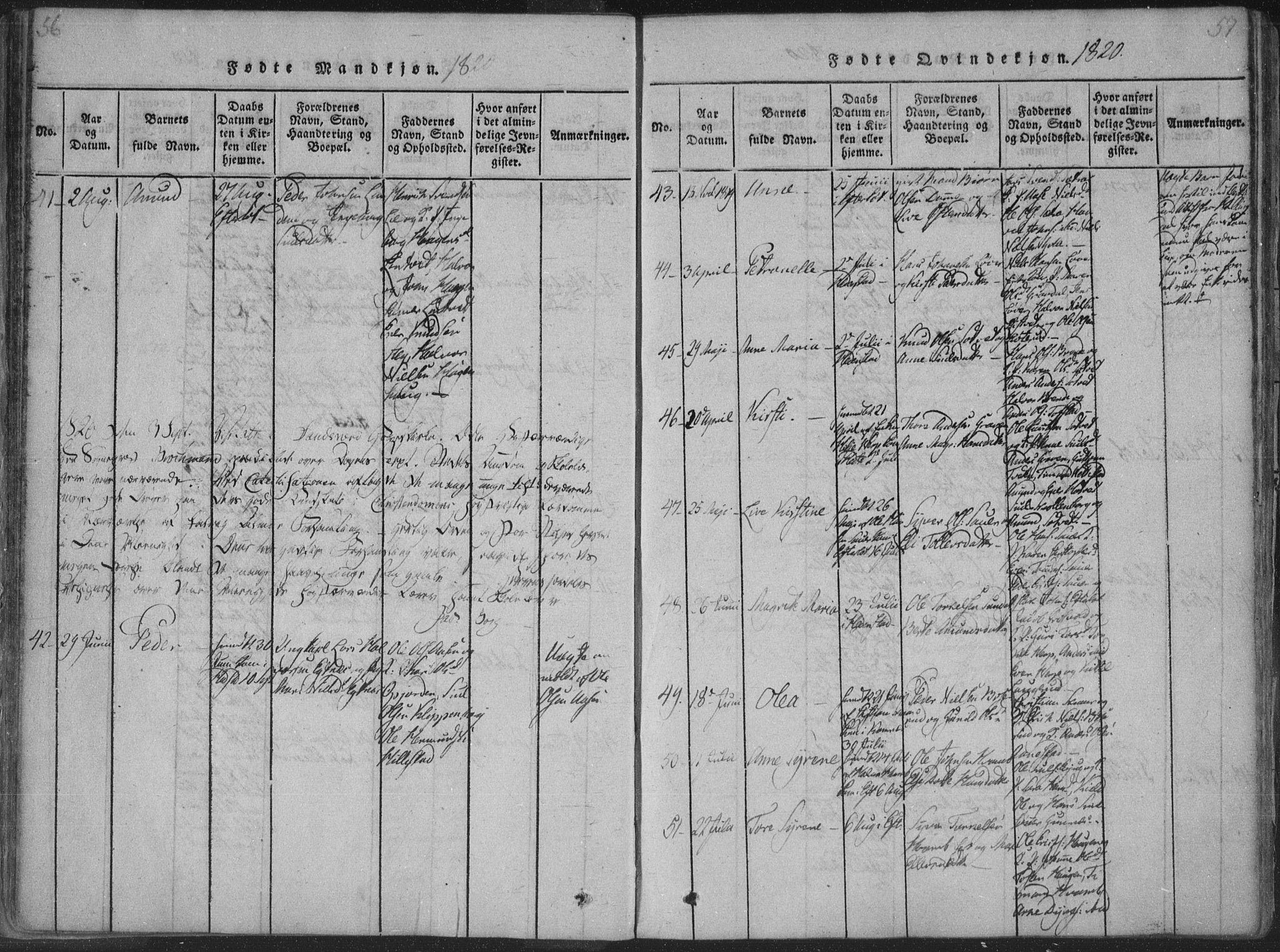 Sandsvær kirkebøker, SAKO/A-244/F/Fa/L0004: Parish register (official) no. I 4, 1817-1839, p. 56-57