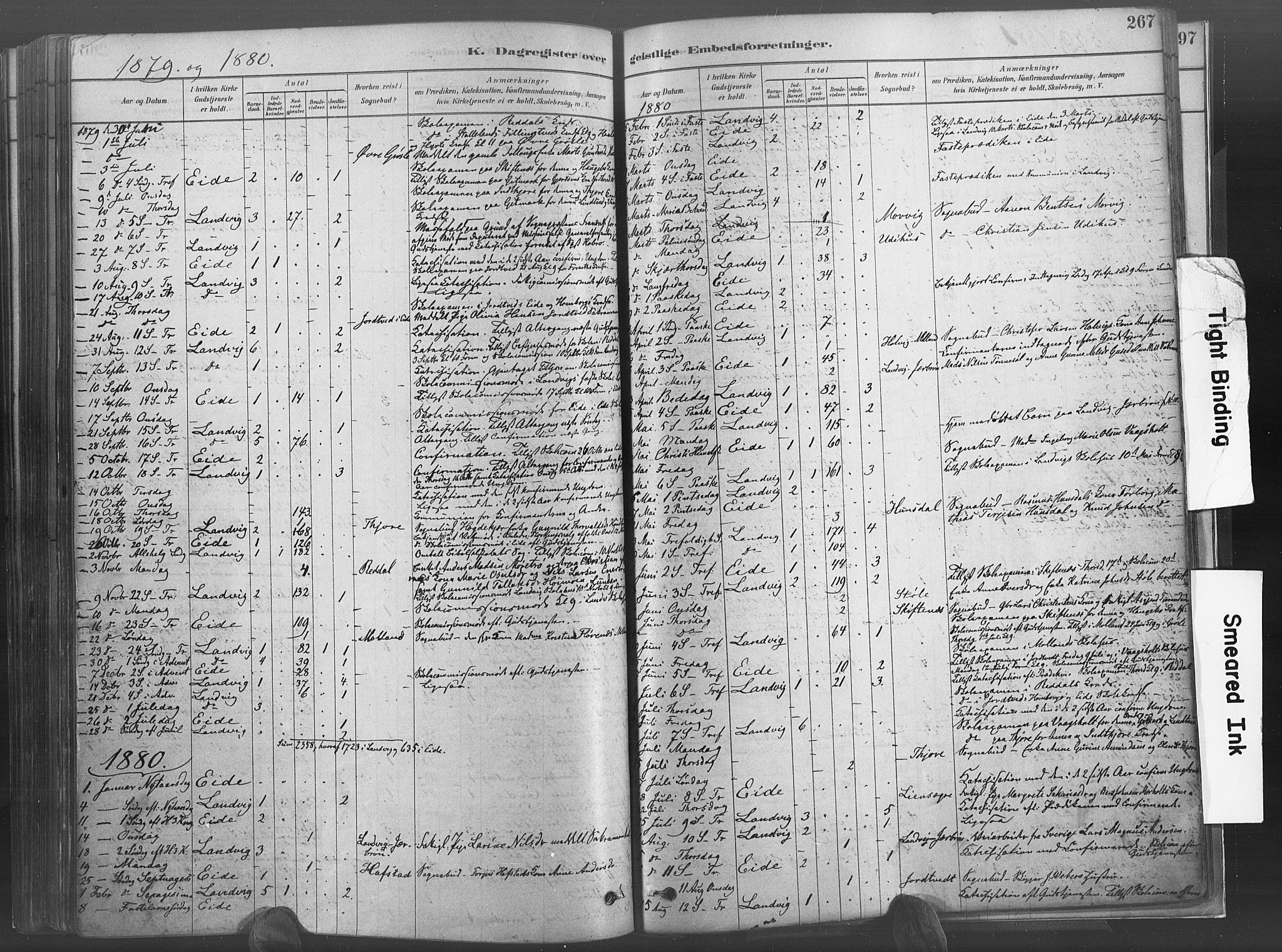 Hommedal sokneprestkontor, AV/SAK-1111-0023/F/Fa/Fab/L0006: Parish register (official) no. A 6, 1878-1897, p. 267