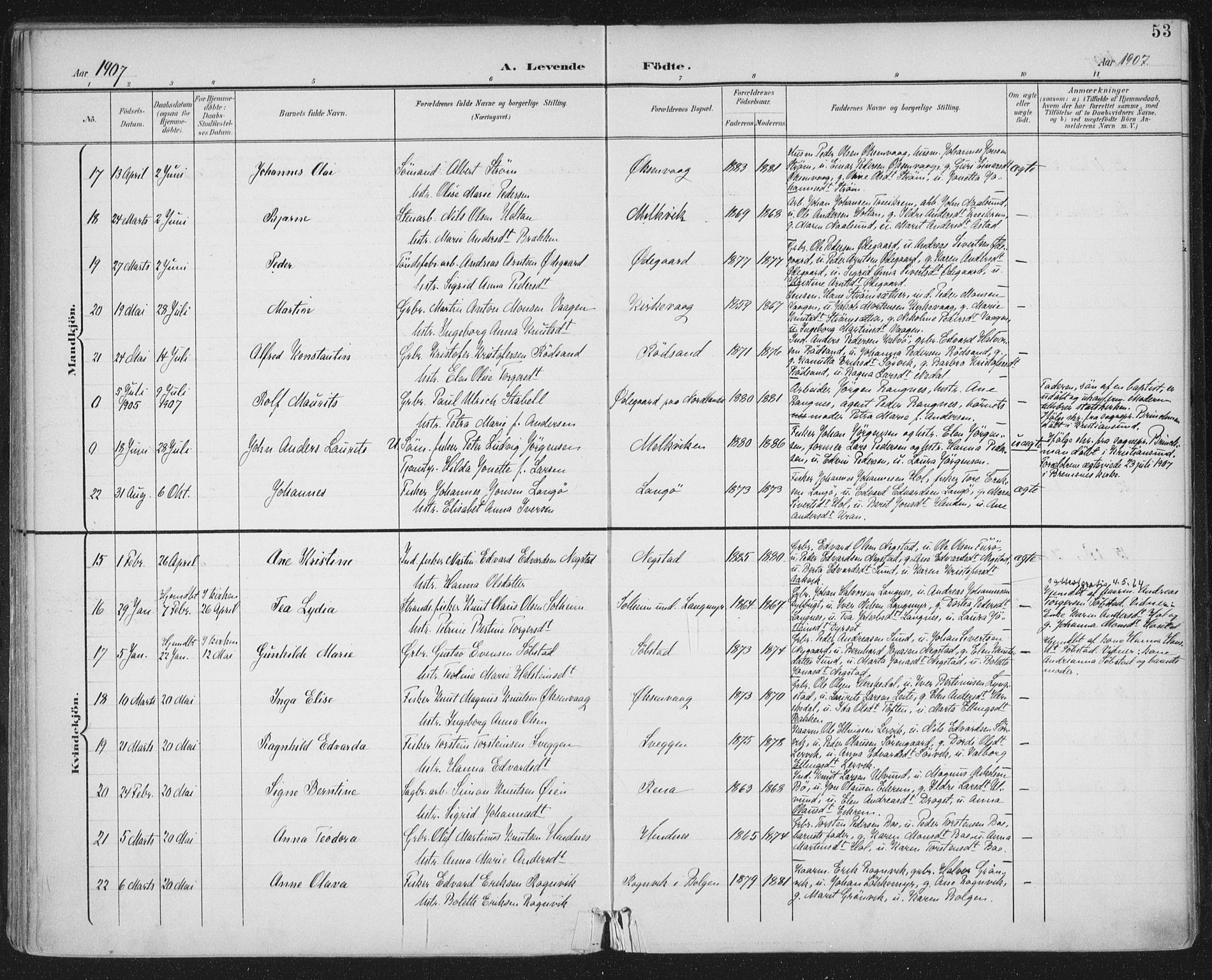 Ministerialprotokoller, klokkerbøker og fødselsregistre - Møre og Romsdal, AV/SAT-A-1454/569/L0820: Parish register (official) no. 569A06, 1900-1911, p. 53