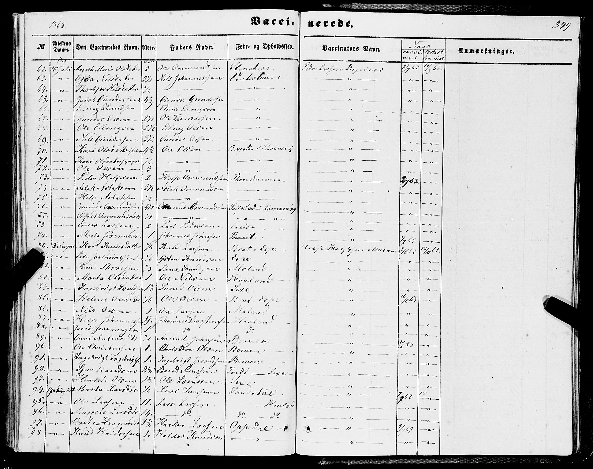 Ullensvang sokneprestembete, SAB/A-78701/H/Haa: Parish register (official) no. A 11, 1854-1866, p. 349
