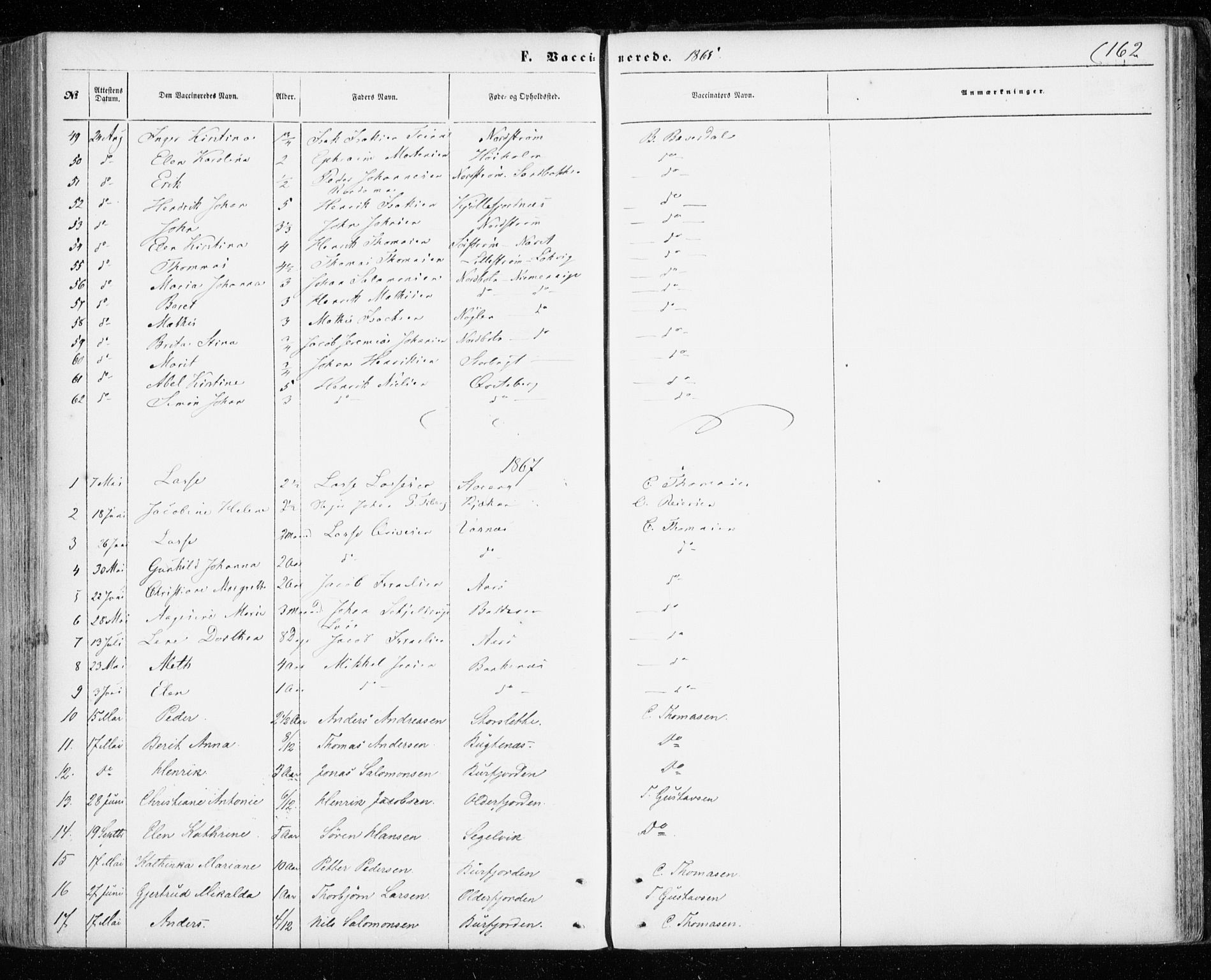 Skjervøy sokneprestkontor, SATØ/S-1300/H/Ha/Haa/L0011kirke: Parish register (official) no. 11, 1861-1877, p. 162