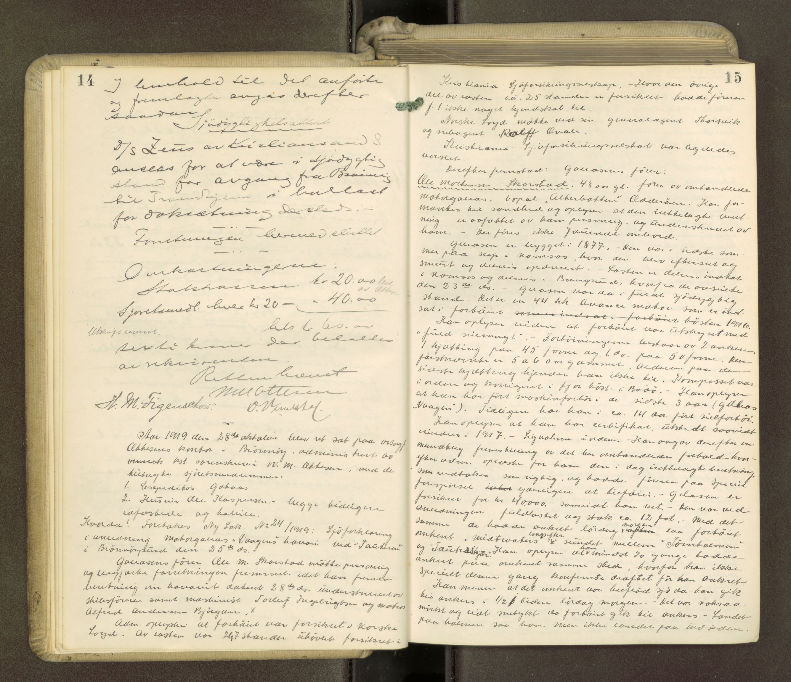 Brønnøy sorenskriveri, AV/SAT-A-4170/1/1/1B/L0001: Ekstrarettsprotokoll, 1919-1926, p. 14-15