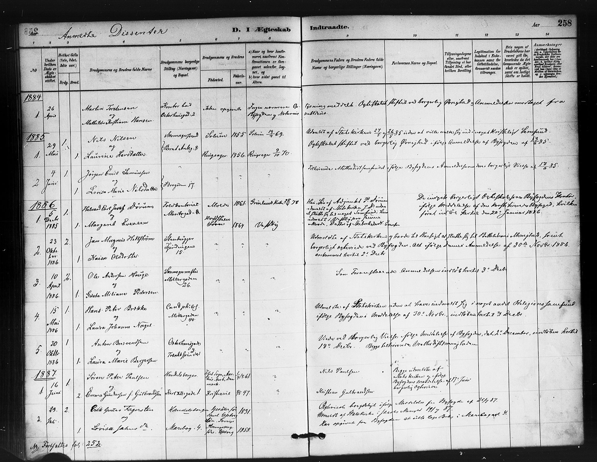 Jakob prestekontor Kirkebøker, SAO/A-10850/F/Fa/L0004: Parish register (official) no. 4, 1880-1894, p. 258
