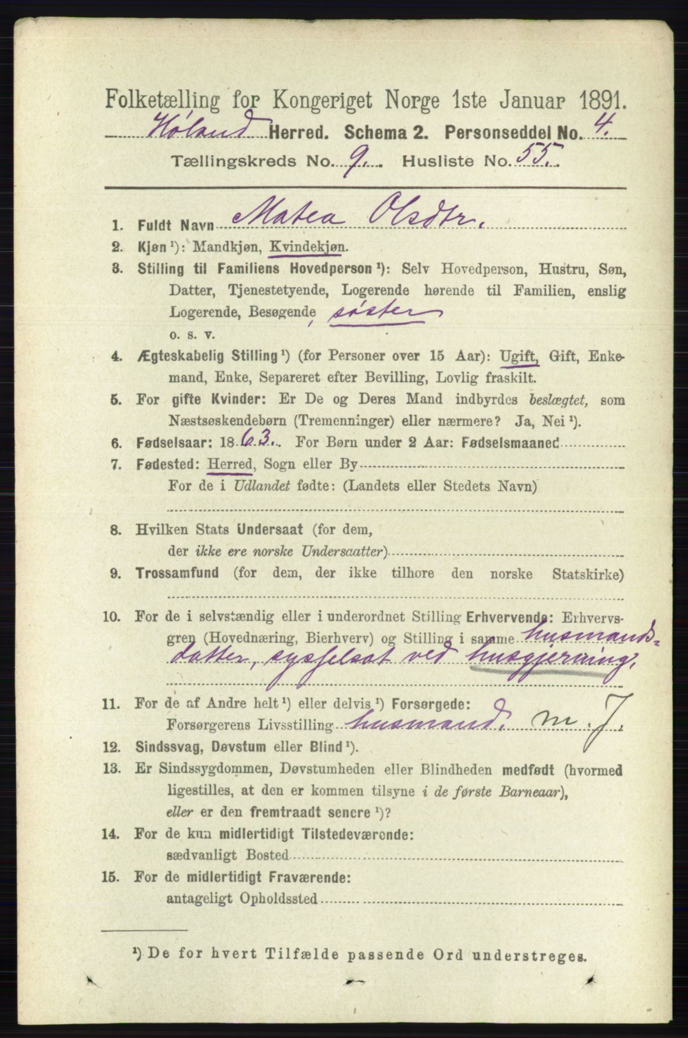 RA, 1891 census for 0221 Høland, 1891, p. 6498