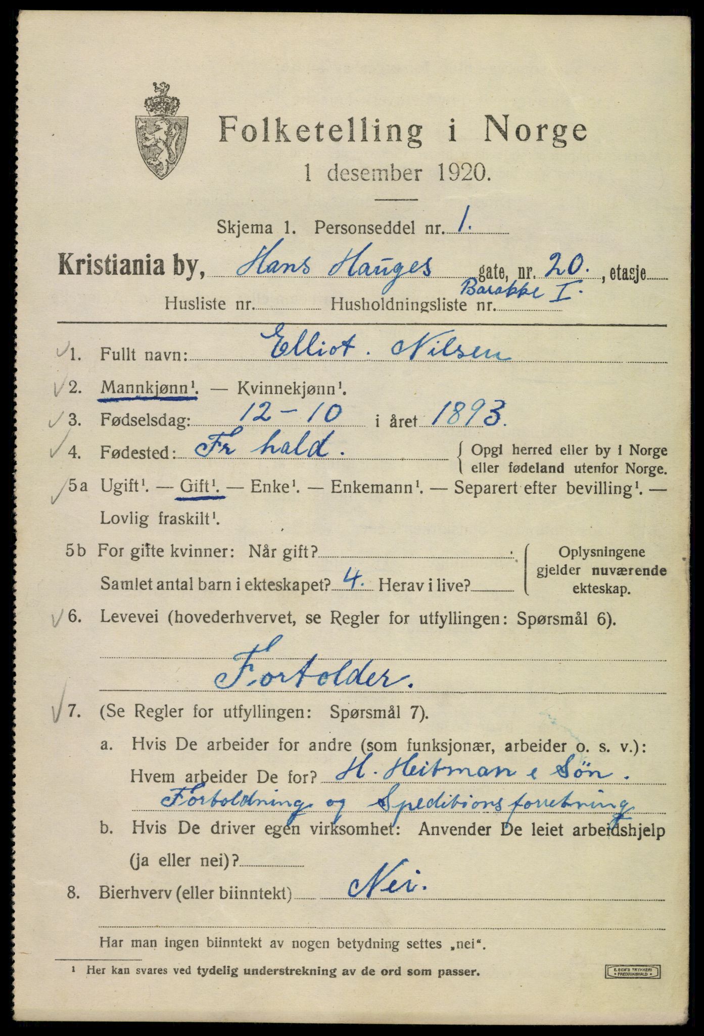 SAO, 1920 census for Kristiania, 1920, p. 269659