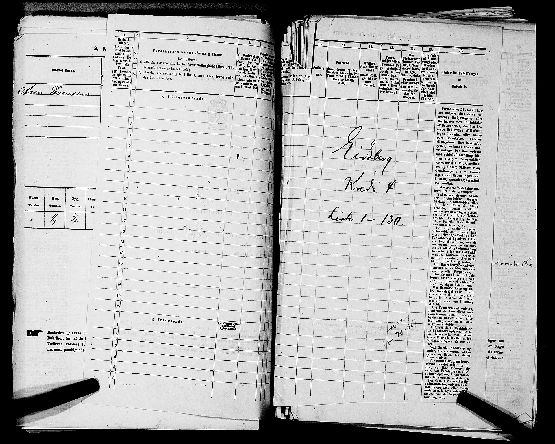 RA, 1875 census for 0125P Eidsberg, 1875, p. 632