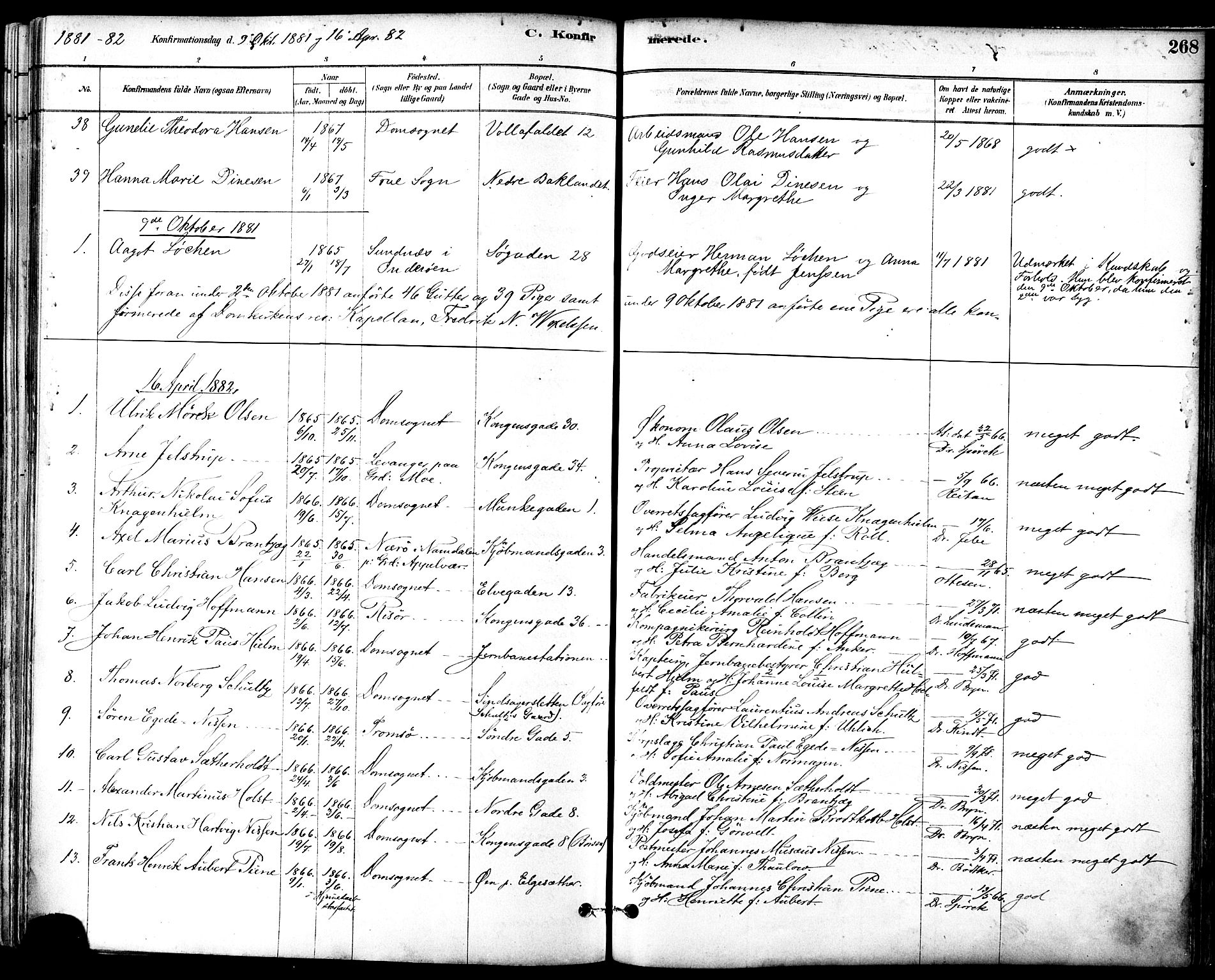 Ministerialprotokoller, klokkerbøker og fødselsregistre - Sør-Trøndelag, SAT/A-1456/601/L0057: Parish register (official) no. 601A25, 1877-1891, p. 268