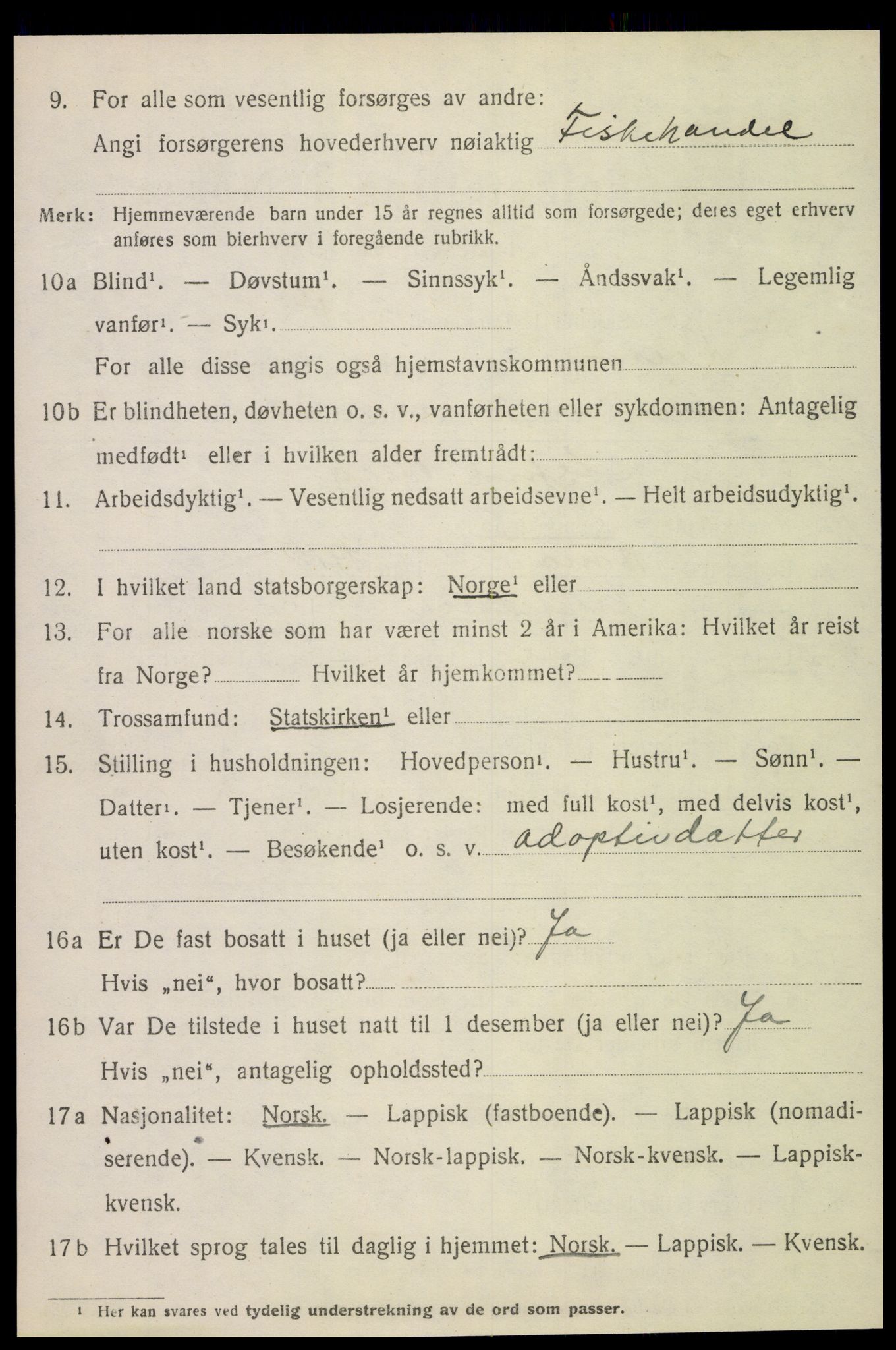 SAT, 1920 census for Lurøy, 1920, p. 4036