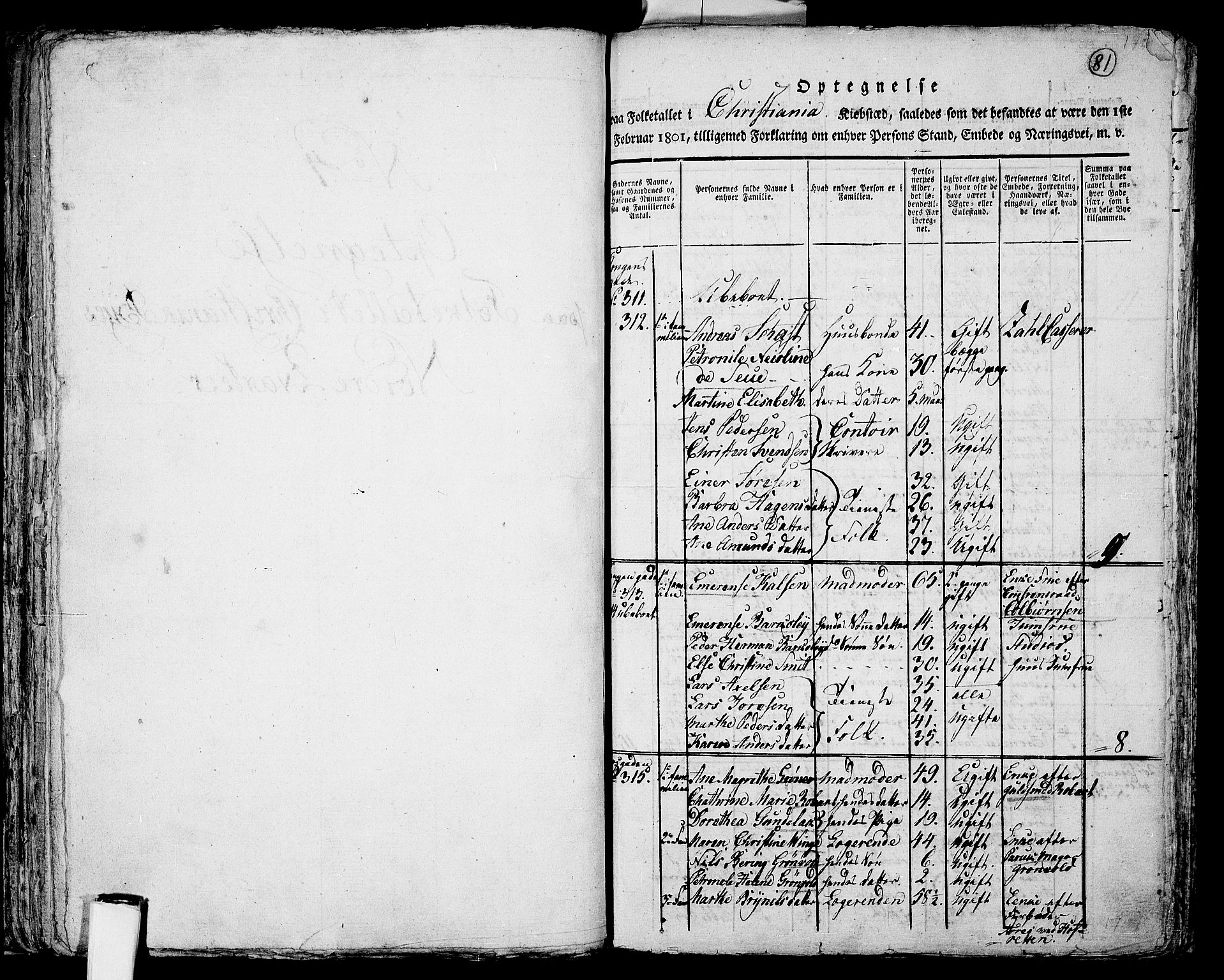 RA, 1801 census for 0301 Kristiania, 1801, p. 80b-81a