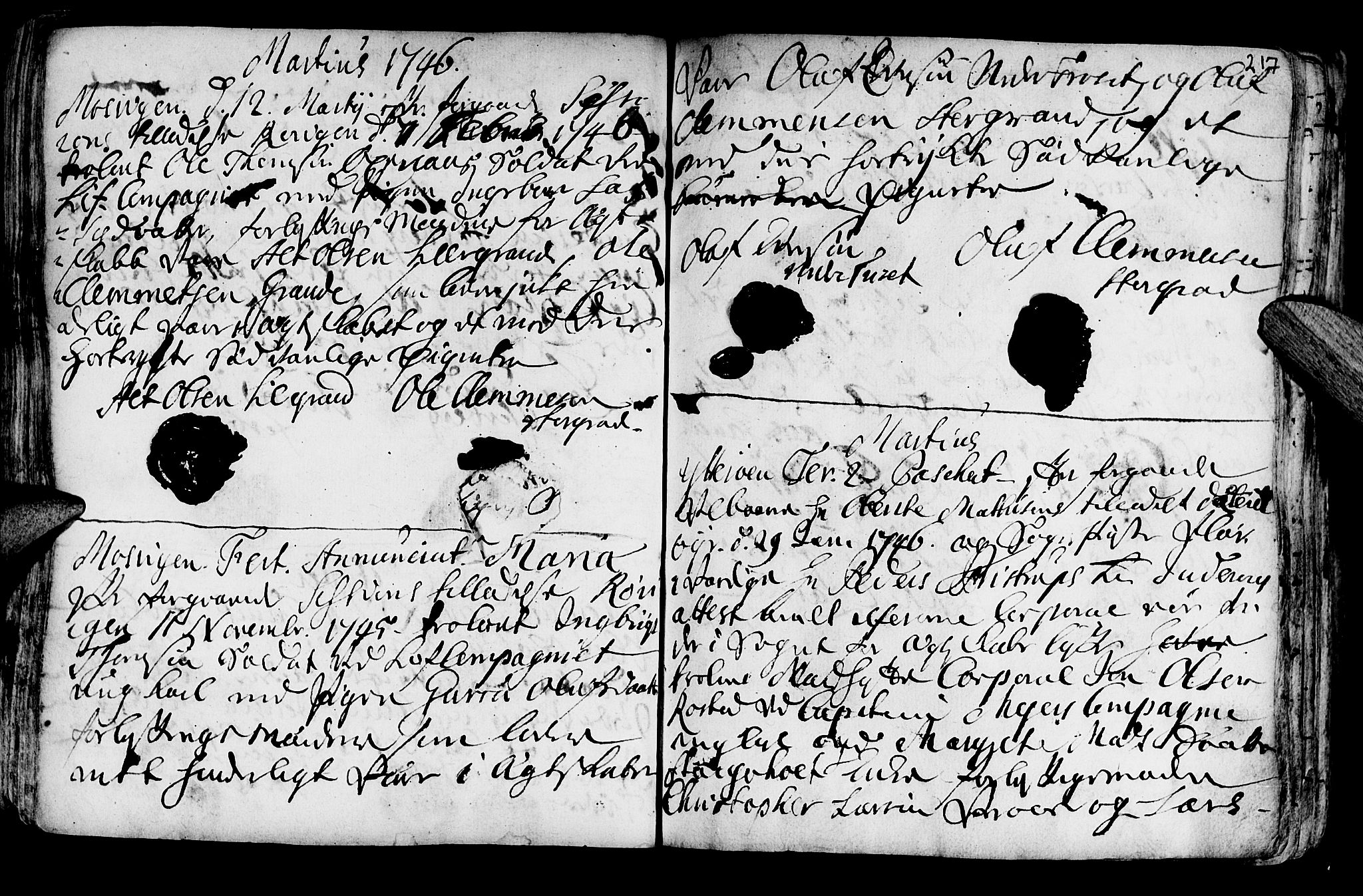 Ministerialprotokoller, klokkerbøker og fødselsregistre - Nord-Trøndelag, SAT/A-1458/722/L0215: Parish register (official) no. 722A02, 1718-1755, p. 217