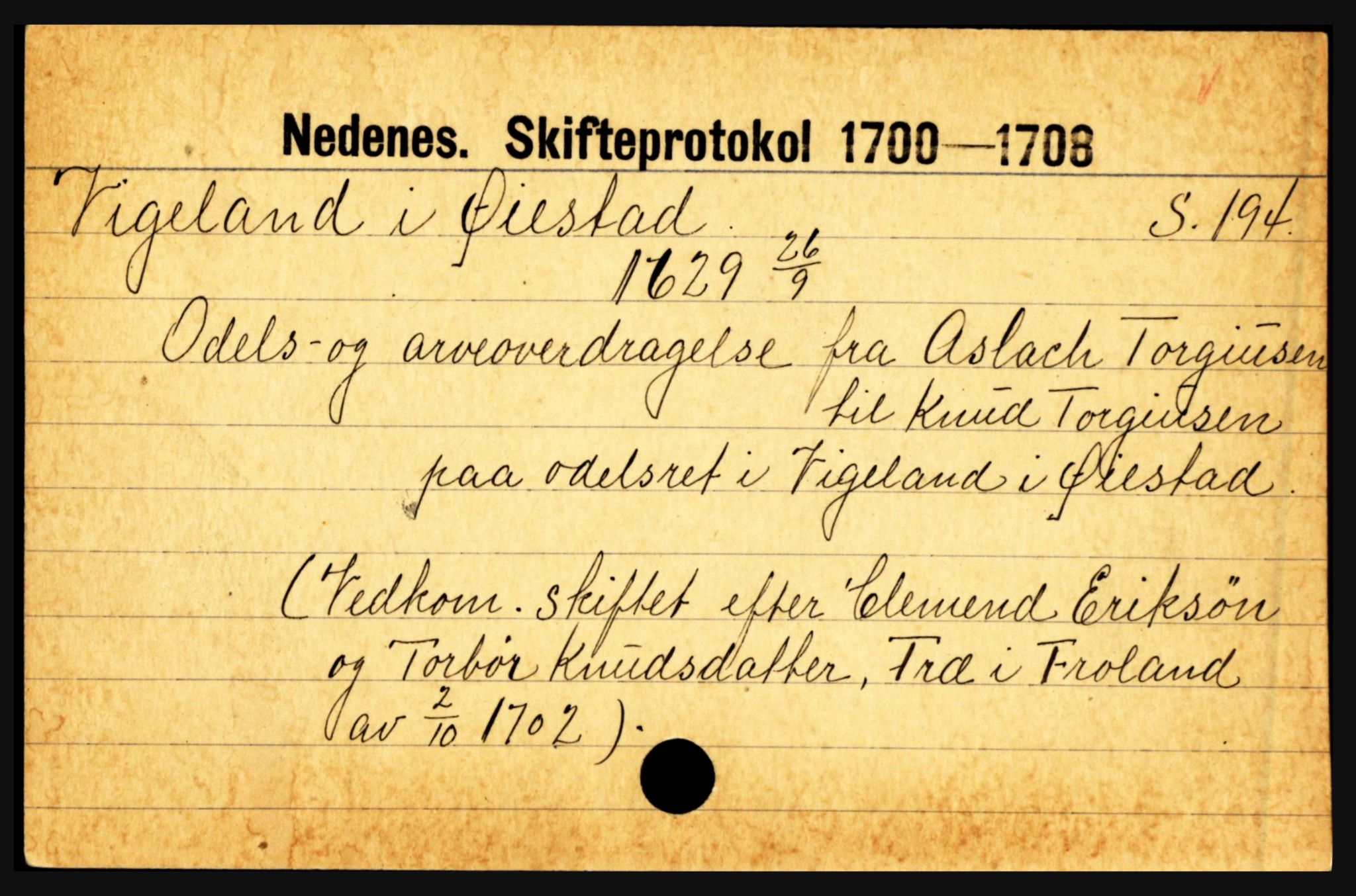 Nedenes sorenskriveri før 1824, AV/SAK-1221-0007/H, p. 33105