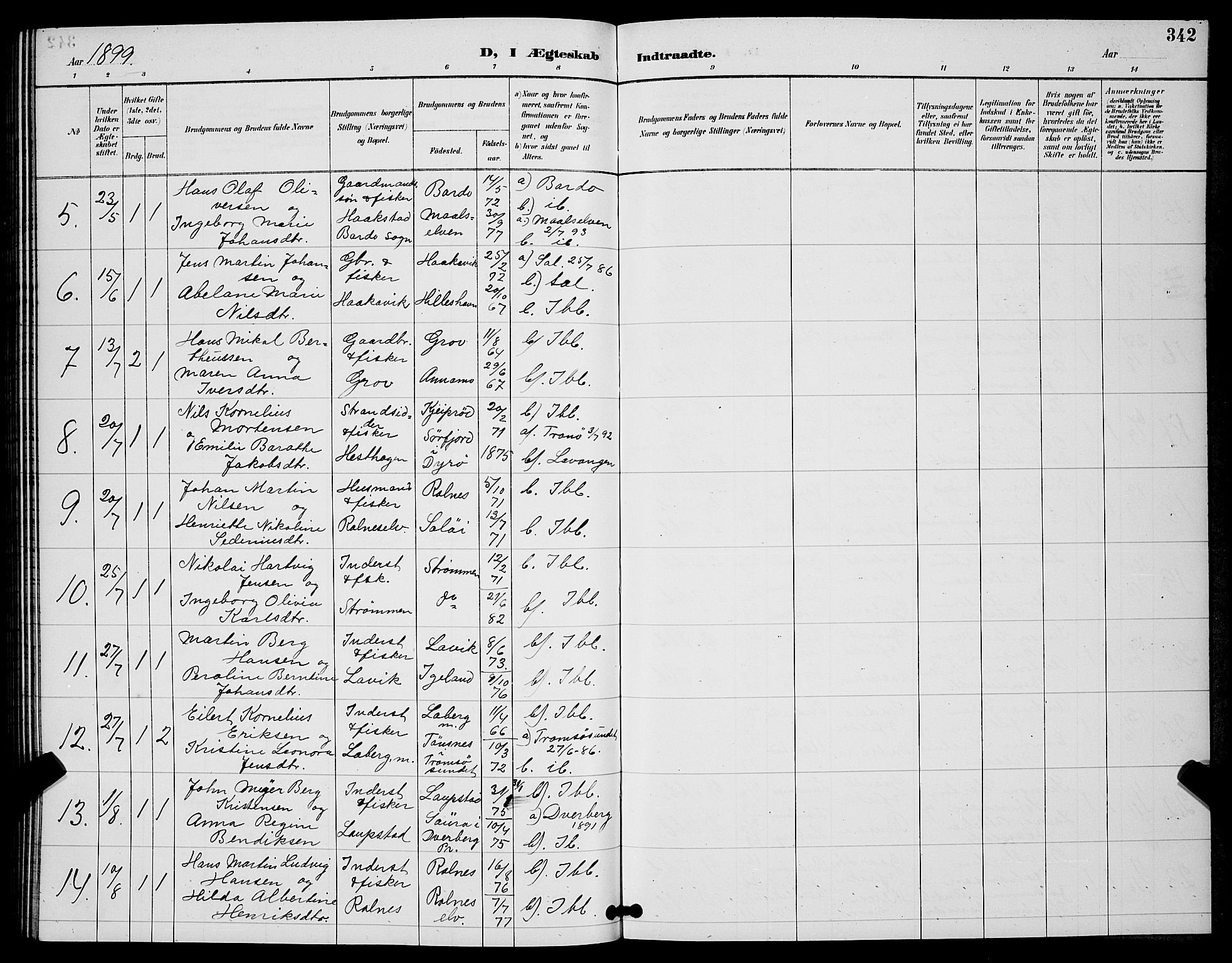 Ibestad sokneprestembete, SATØ/S-0077/H/Ha/Hab/L0008klokker: Parish register (copy) no. 8, 1890-1903, p. 342
