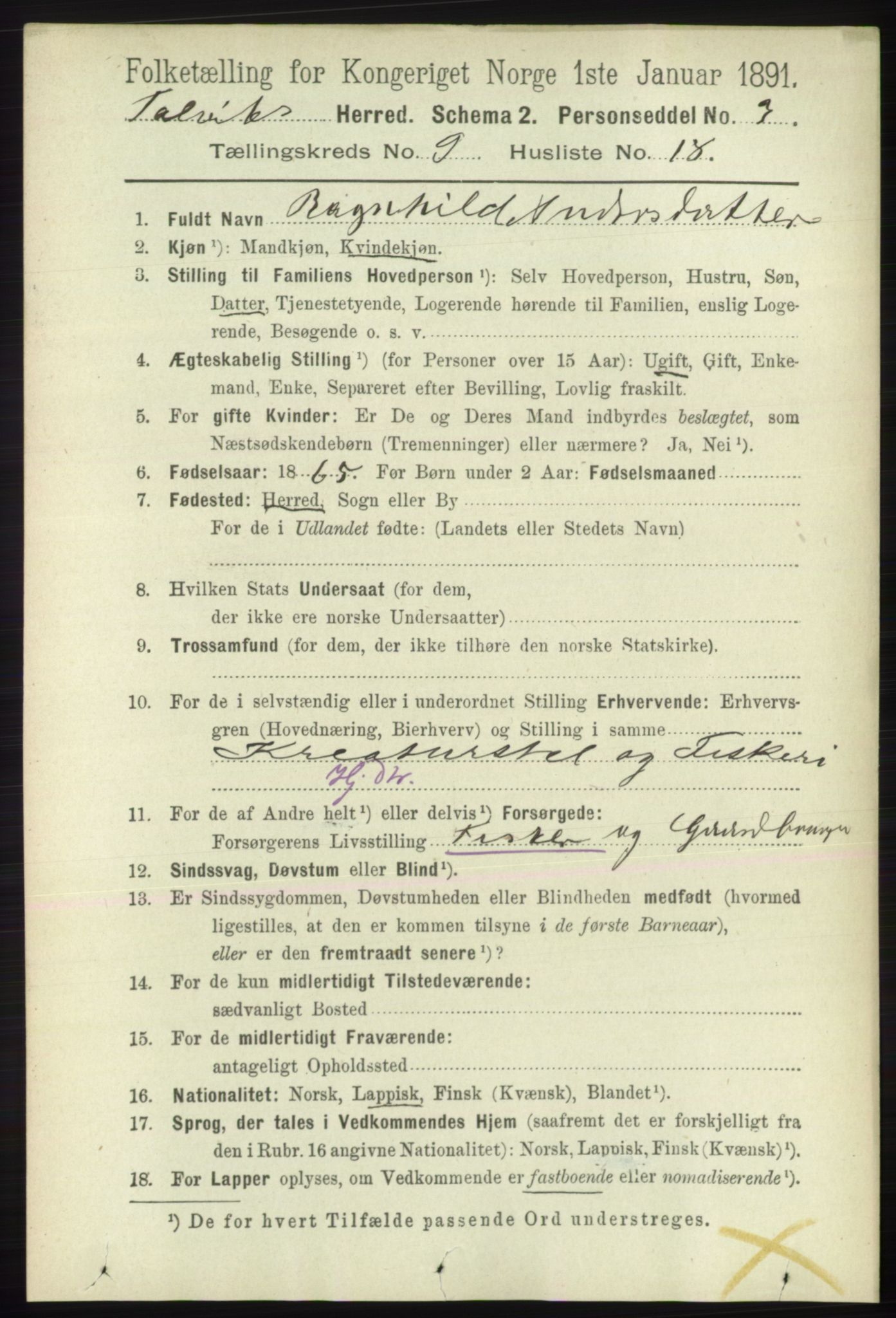 RA, 1891 census for 2013 Talvik, 1891, p. 2260