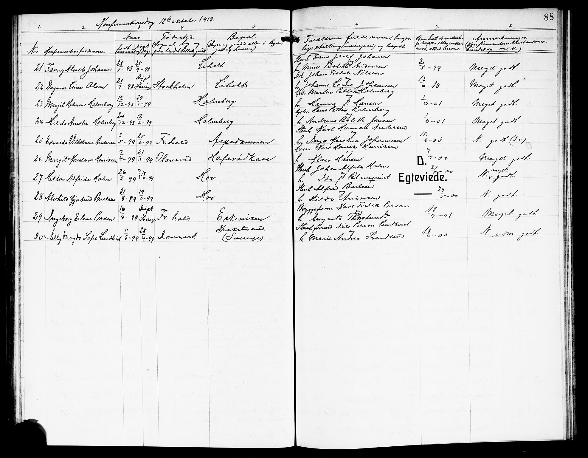 Idd prestekontor Kirkebøker, AV/SAO-A-10911/G/Gb/L0002: Parish register (copy) no. II 2, 1907-1913, p. 88