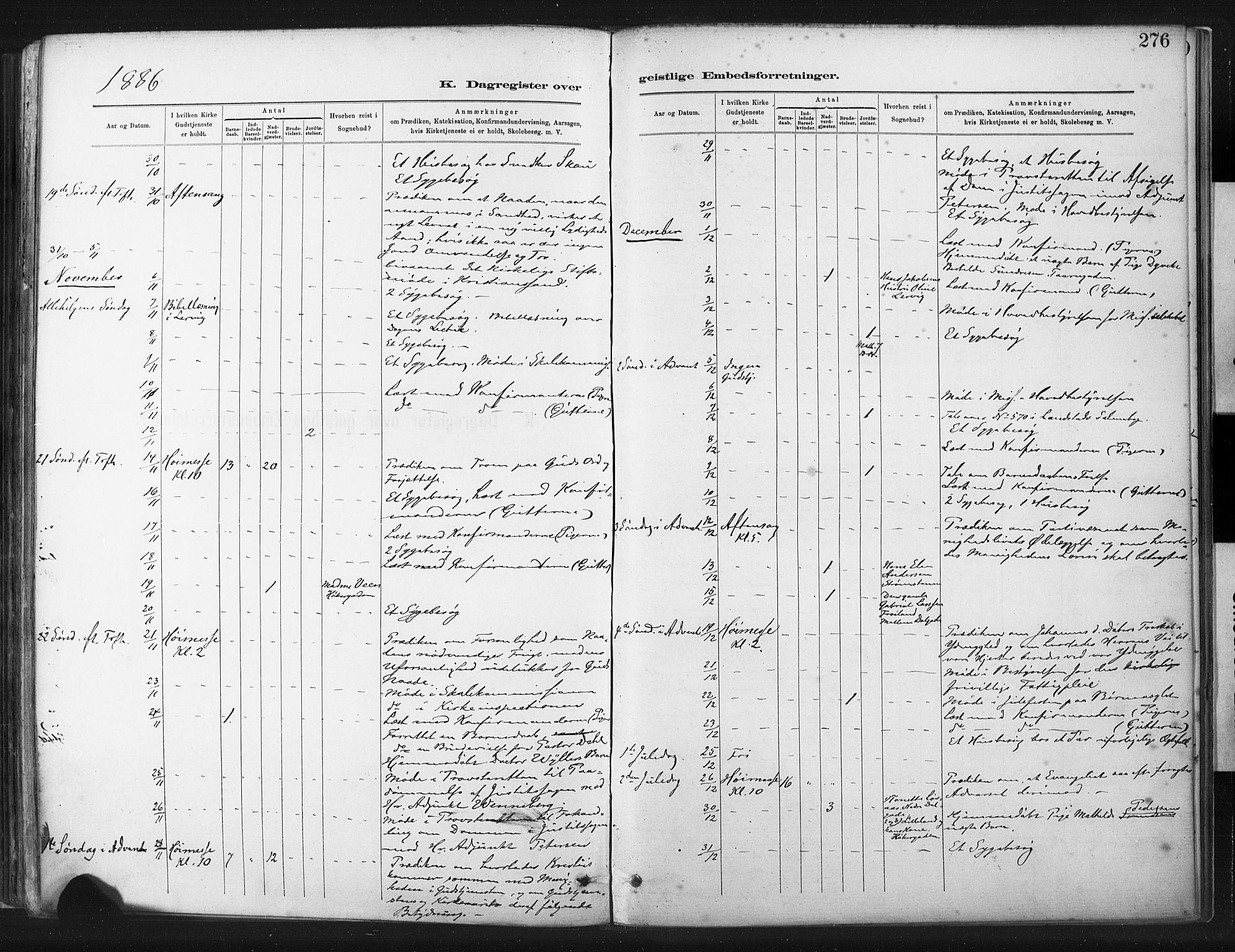 St. Johannes sokneprestkontor, AV/SAST-A-101814/001/30/30BA/L0003: Parish register (official) no. A 3, 1885-1910, p. 276