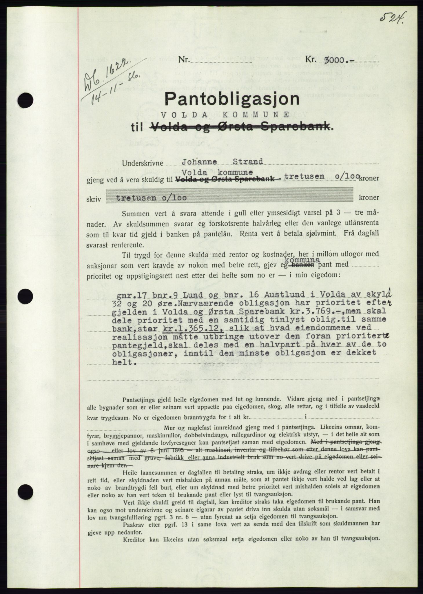 Søre Sunnmøre sorenskriveri, AV/SAT-A-4122/1/2/2C/L0061: Mortgage book no. 55, 1936-1936, Diary no: : 1622/1936