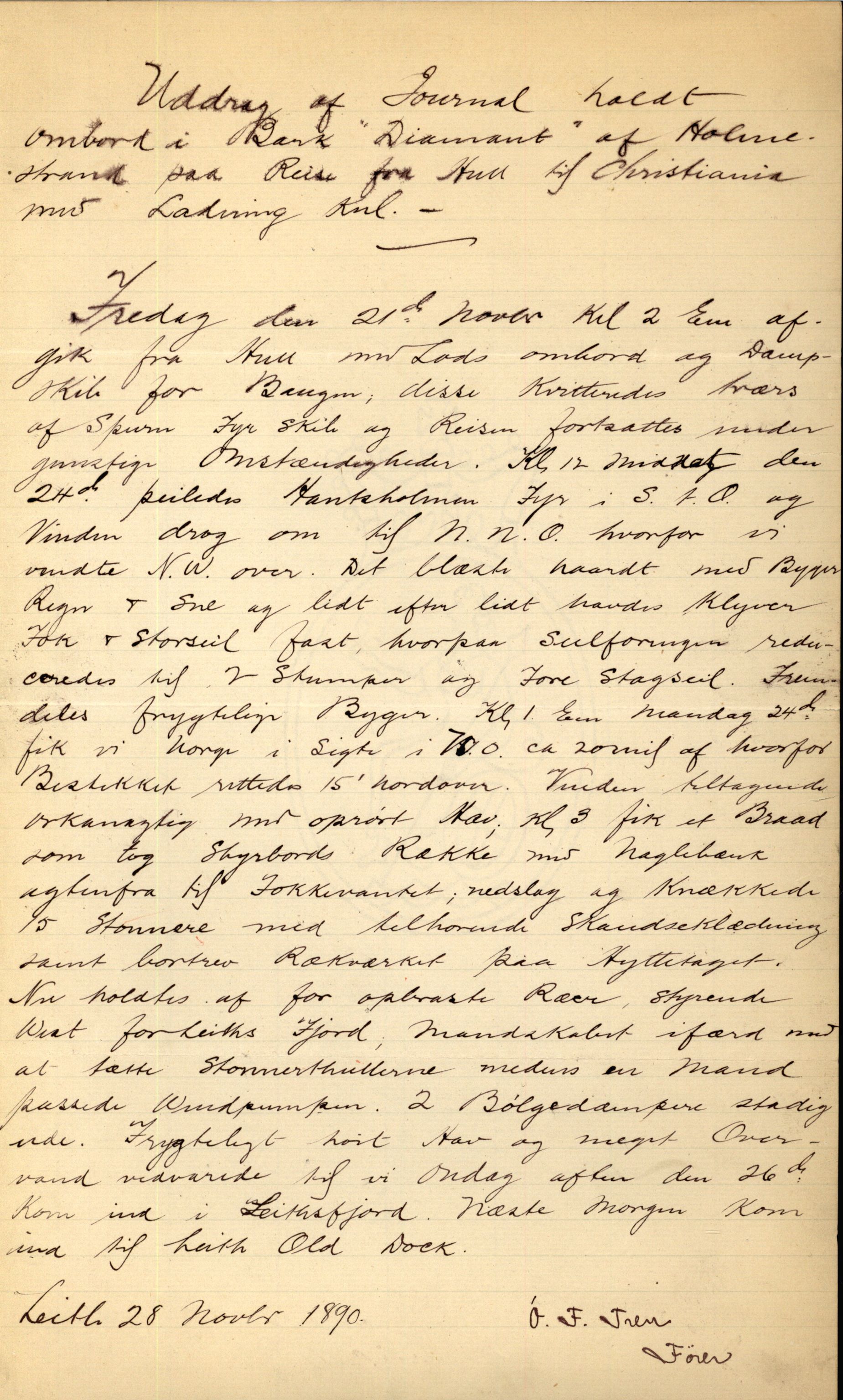 Pa 63 - Østlandske skibsassuranceforening, VEMU/A-1079/G/Ga/L0026/0002: Havaridokumenter / Dovre, Dictator, Ella, Elizabeth Morton, 1890, p. 296