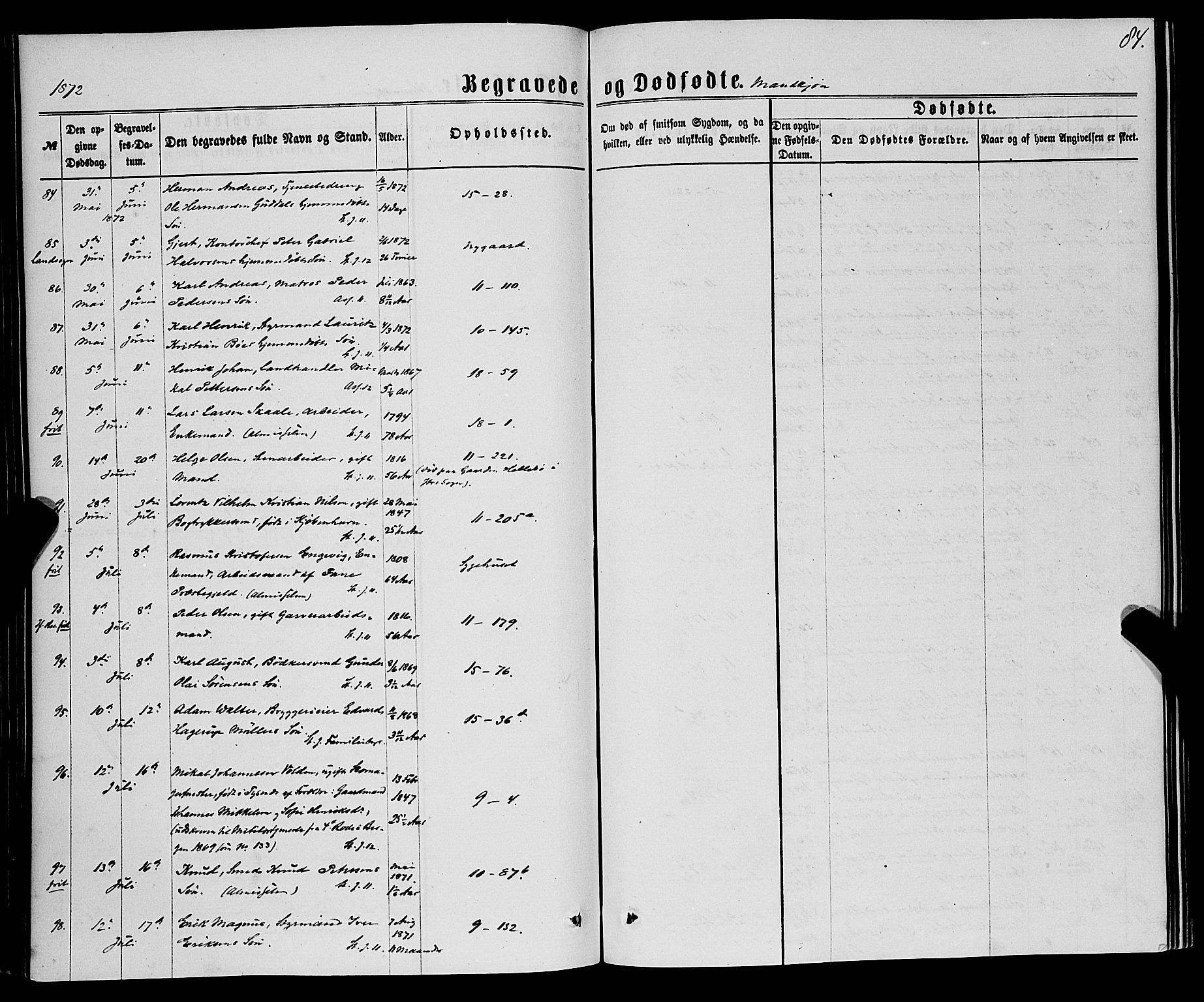 Domkirken sokneprestembete, AV/SAB-A-74801/H/Haa/L0042: Parish register (official) no. E 3, 1863-1876, p. 84