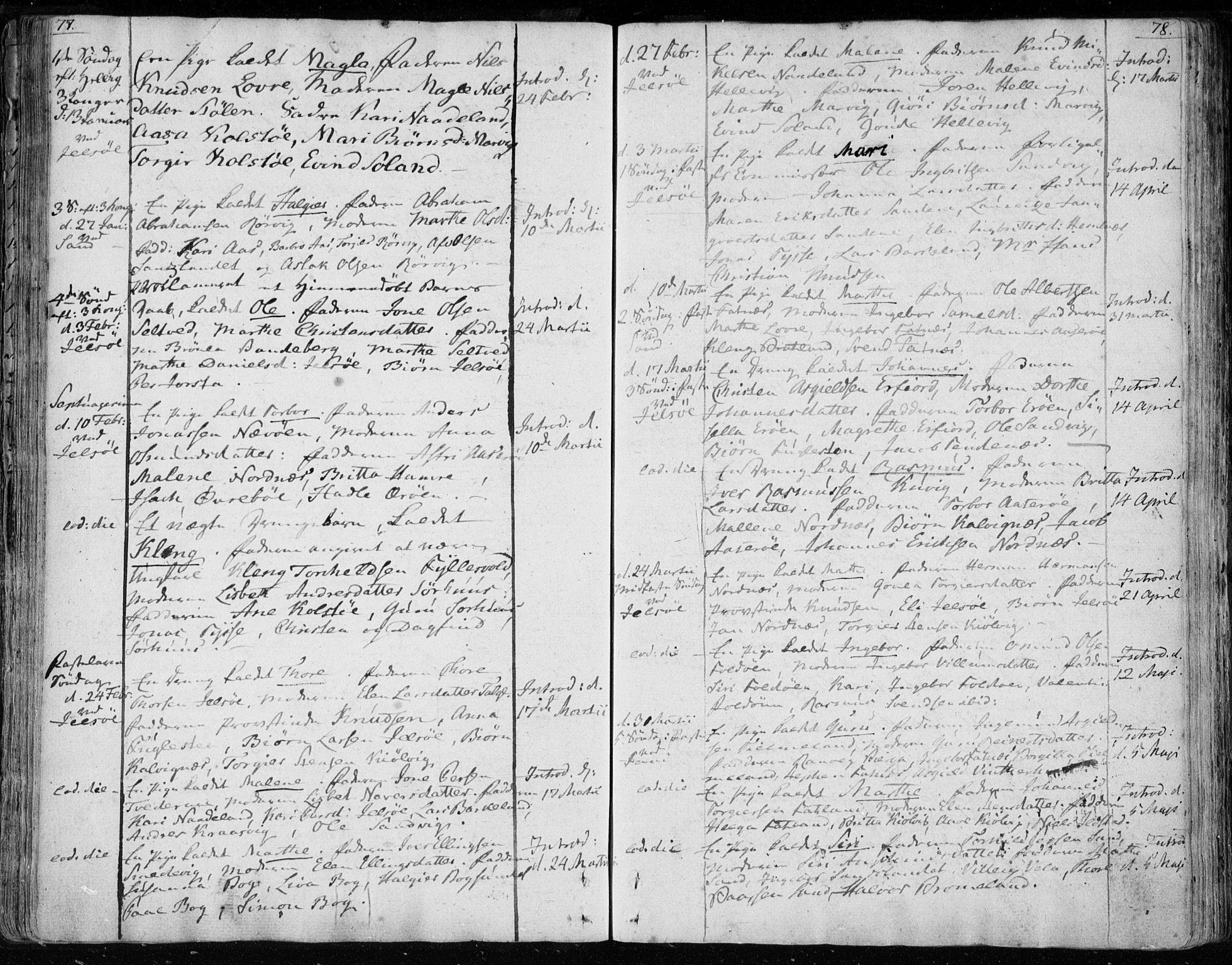 Jelsa sokneprestkontor, AV/SAST-A-101842/01/IV: Parish register (official) no. A 4, 1796-1816, p. 77-78