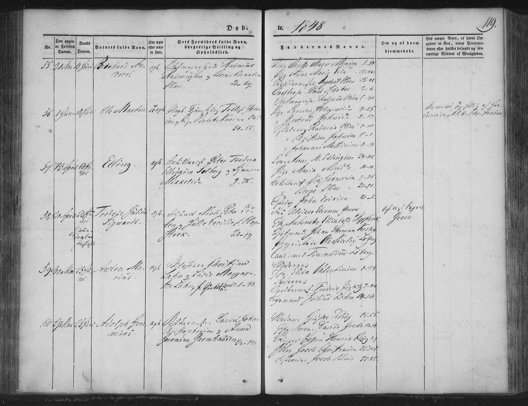 Korskirken sokneprestembete, SAB/A-76101/H/Haa/L0016: Parish register (official) no. B 2, 1841-1851, p. 119