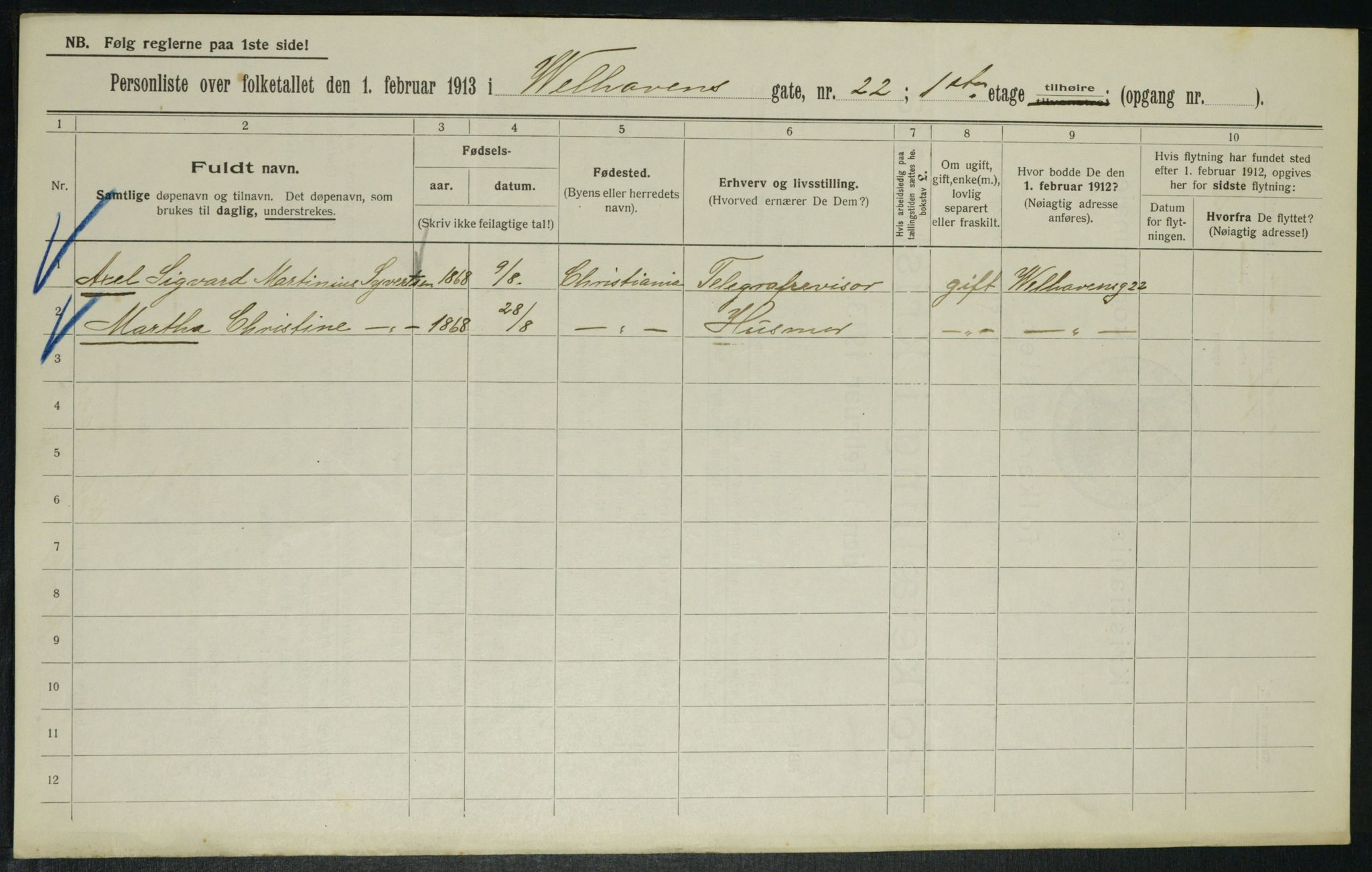 OBA, Municipal Census 1913 for Kristiania, 1913, p. 127652