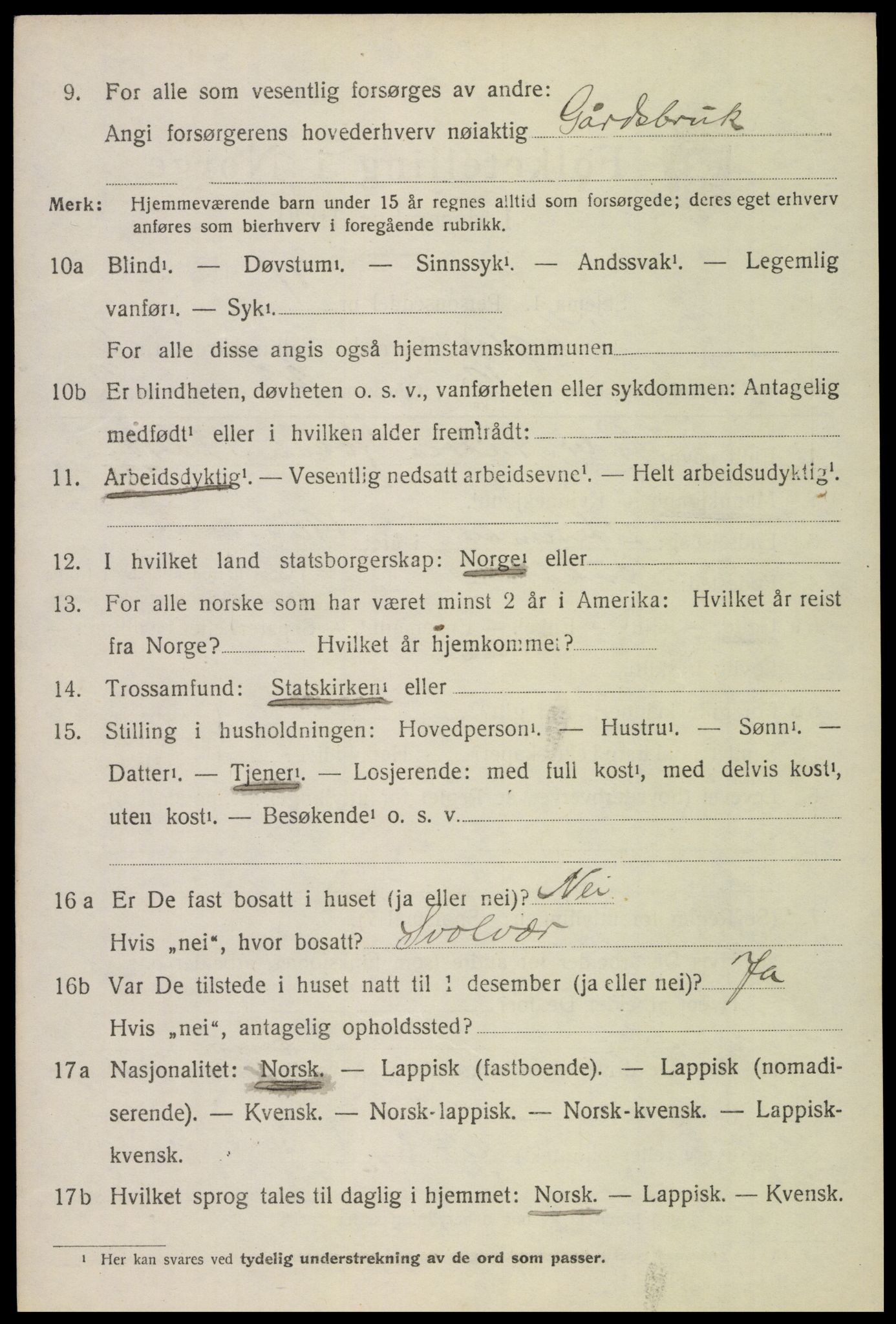 SAT, 1920 census for Vågan, 1920, p. 6390