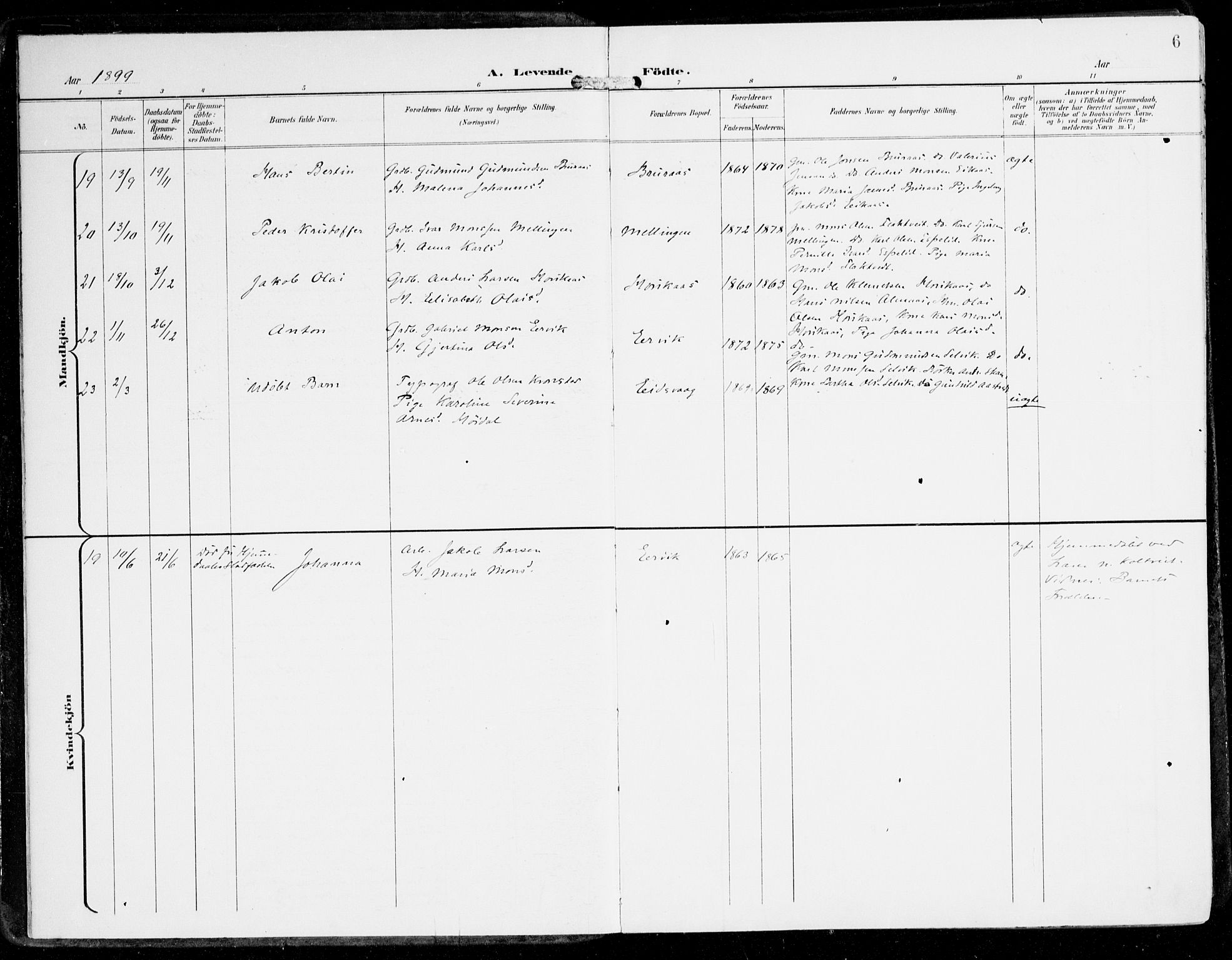 Hamre sokneprestembete, AV/SAB-A-75501/H/Ha/Haa/Haad/L0002: Parish register (official) no. D 2, 1899-1916, p. 6