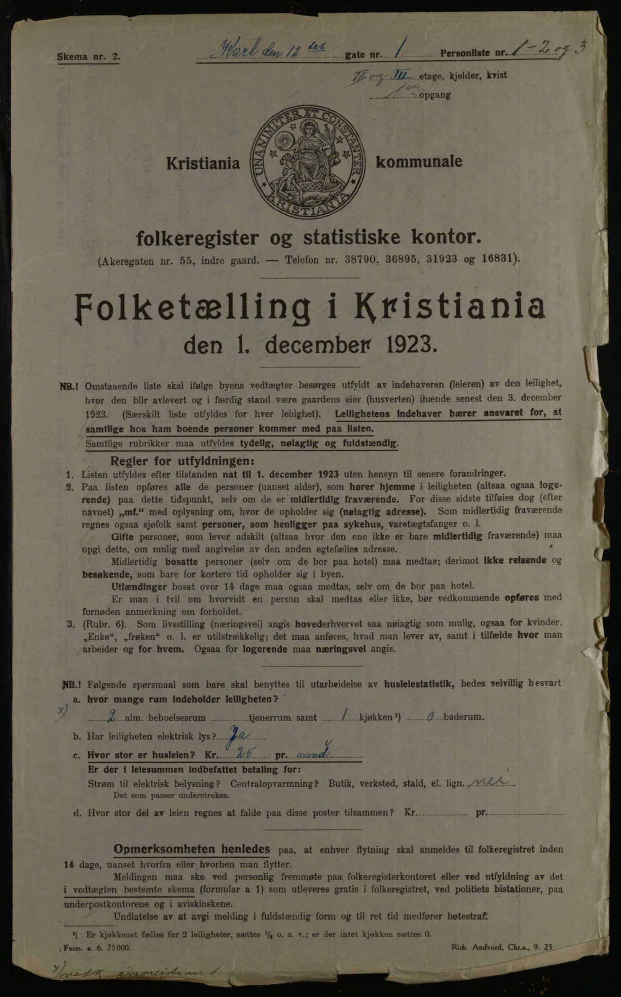 OBA, Municipal Census 1923 for Kristiania, 1923, p. 53983