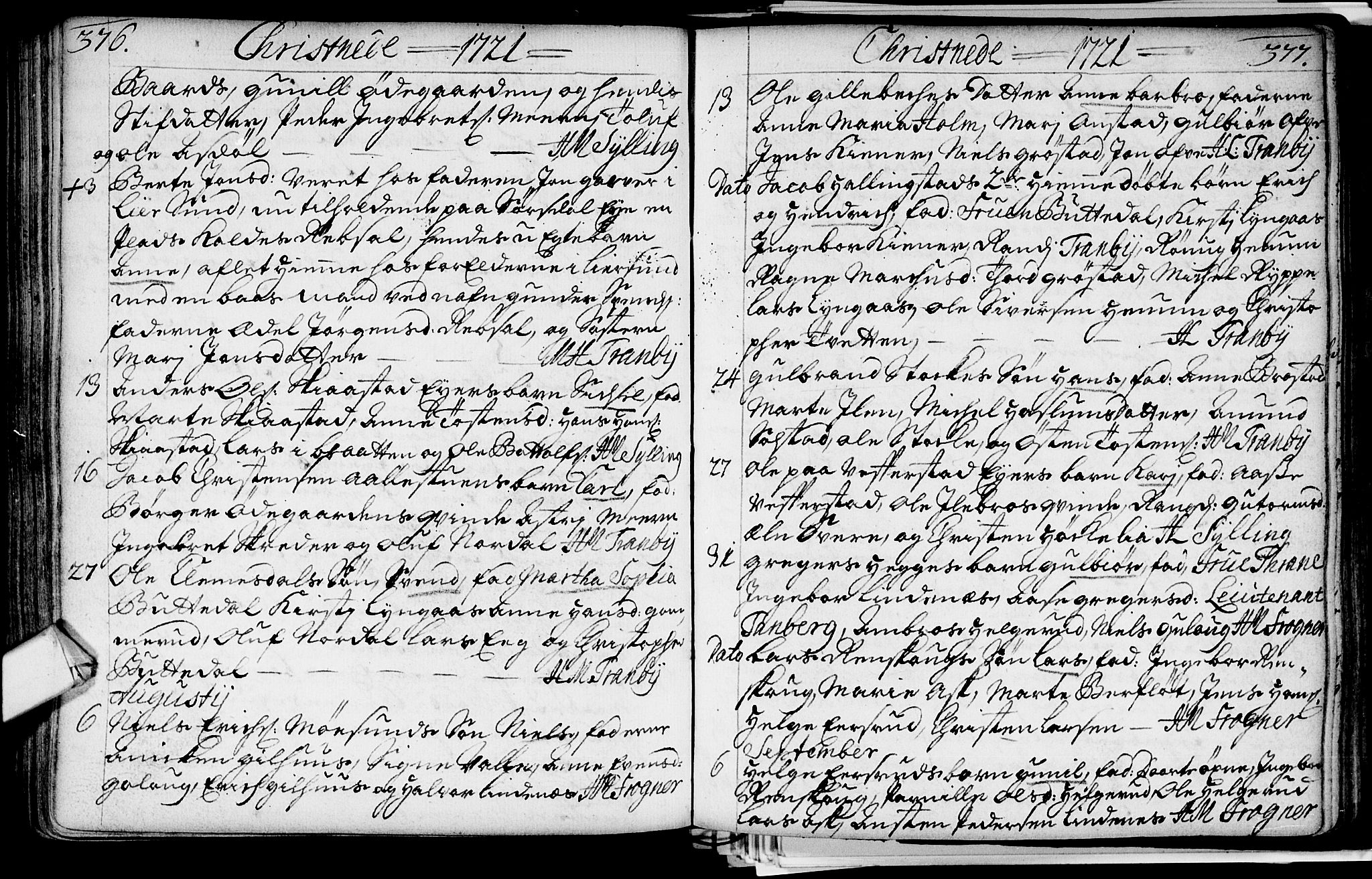 Lier kirkebøker, AV/SAKO-A-230/F/Fa/L0002: Parish register (official) no. I 2, 1701-1726, p. 376-377