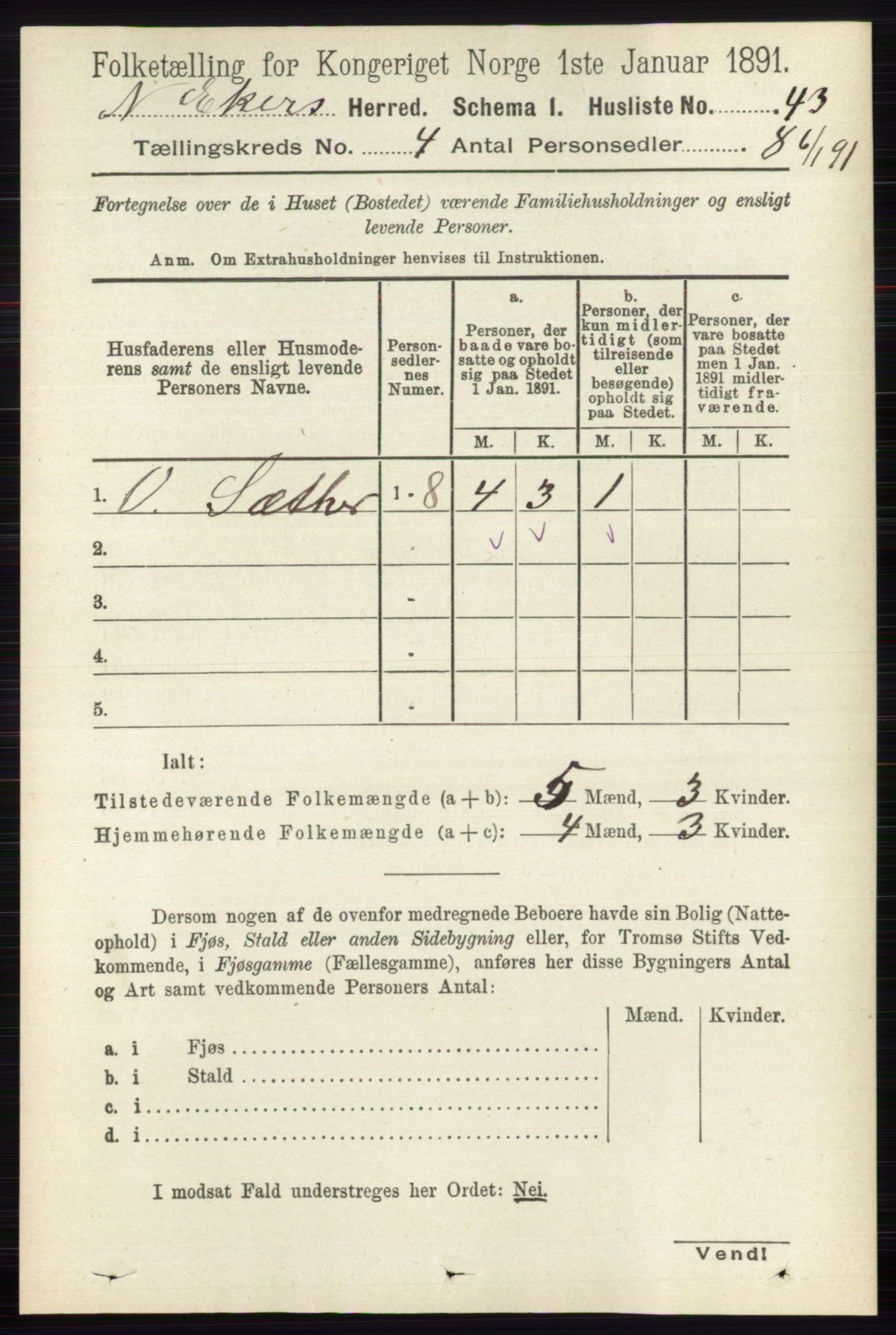 RA, 1891 census for 0625 Nedre Eiker, 1891, p. 1926