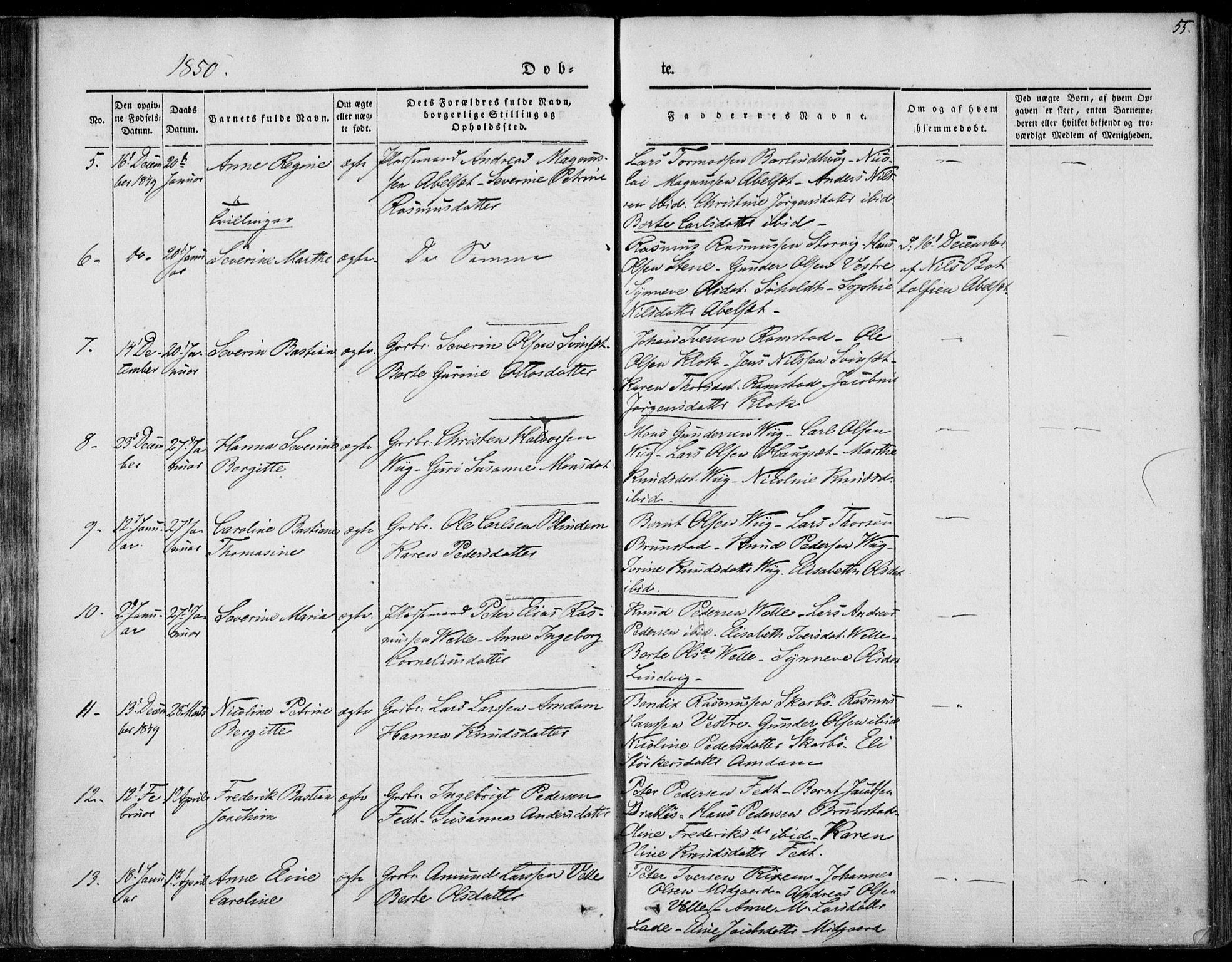 Ministerialprotokoller, klokkerbøker og fødselsregistre - Møre og Romsdal, AV/SAT-A-1454/522/L0312: Parish register (official) no. 522A07, 1843-1851, p. 55