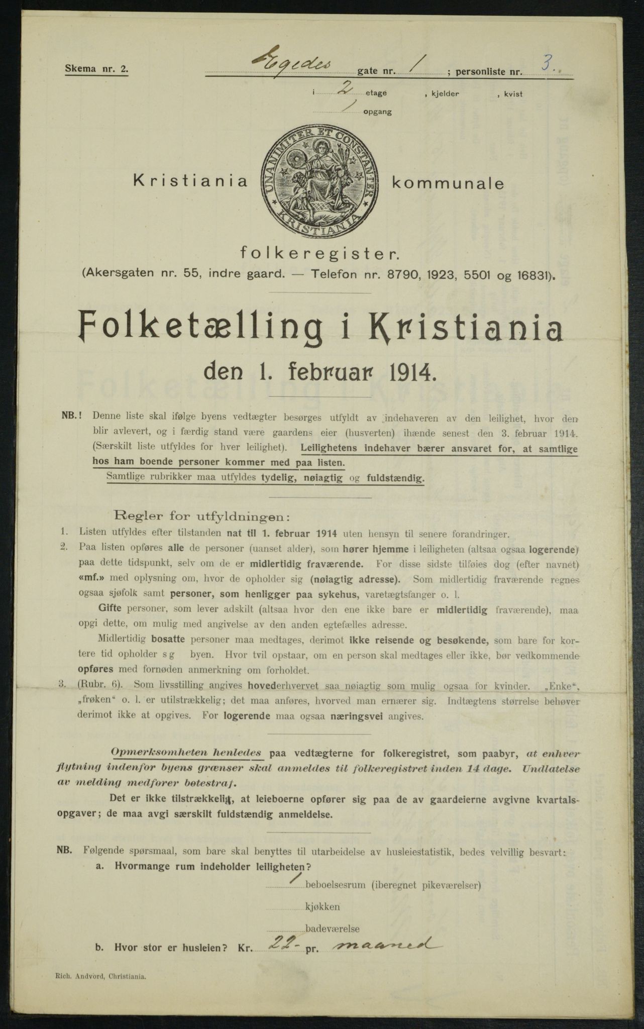 OBA, Municipal Census 1914 for Kristiania, 1914, p. 18919