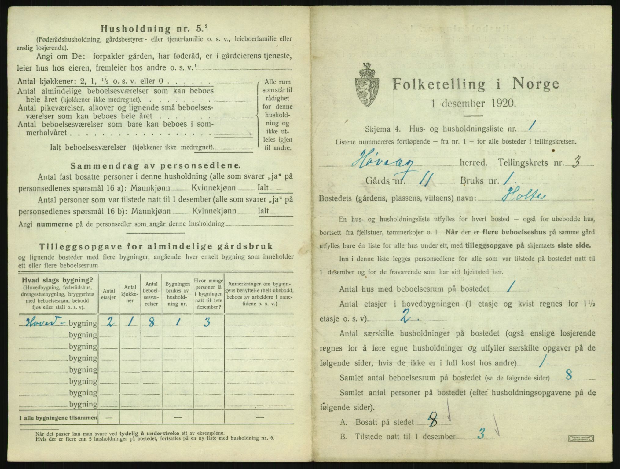 SAK, 1920 census for Høvåg, 1920, p. 166