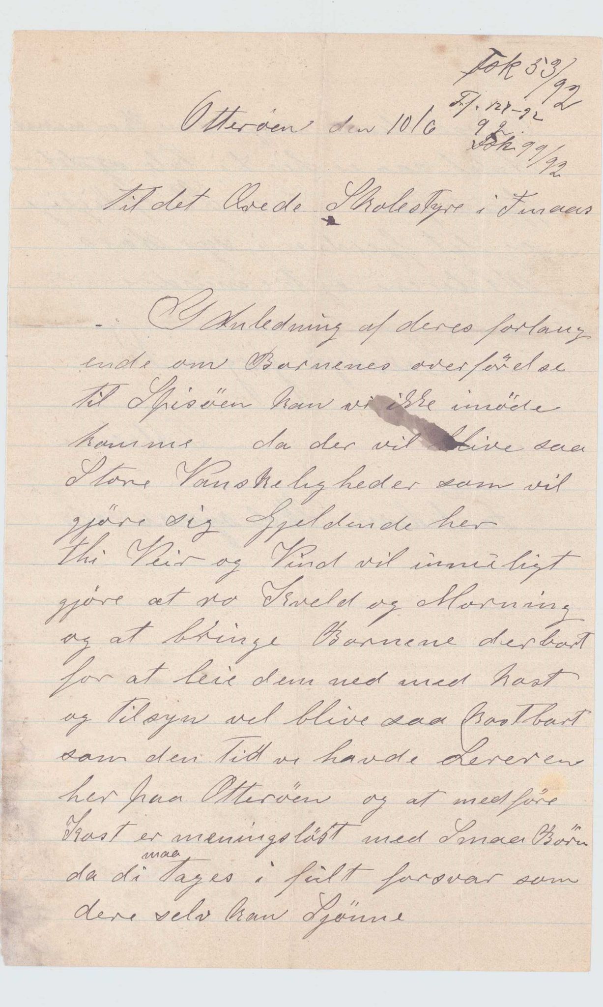 Finnaas kommune. Skulestyret, IKAH/1218a-211/D/Da/L0001/0002: Kronologisk ordna korrespondanse / Kronologisk ordna korrespondanse , 1890-1892, p. 119