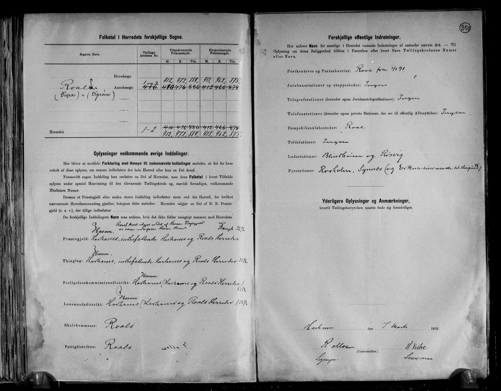 RA, 1891 census for 1533 Roald, 1891, p. 3