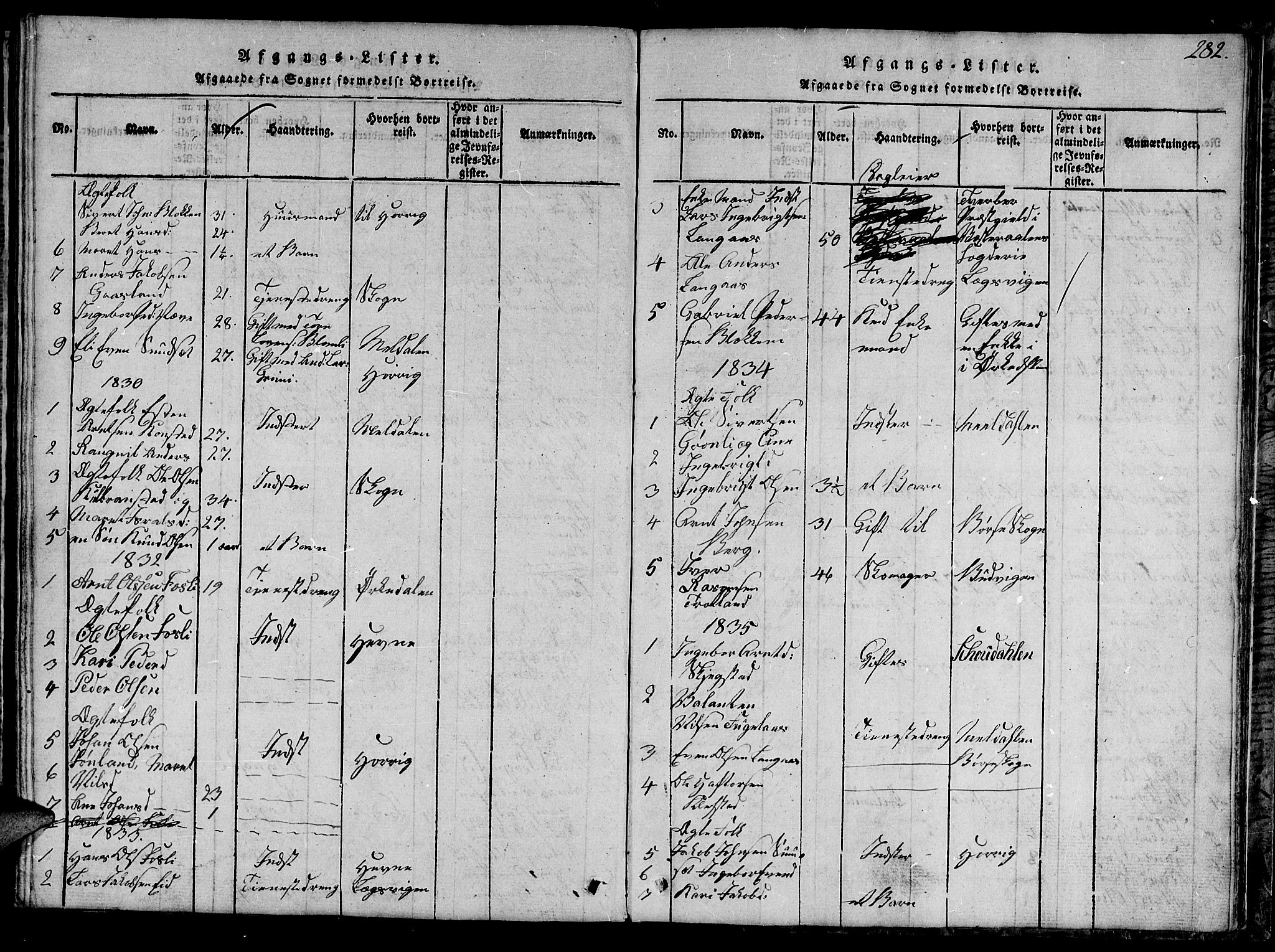 Ministerialprotokoller, klokkerbøker og fødselsregistre - Sør-Trøndelag, SAT/A-1456/694/L1130: Parish register (copy) no. 694C02, 1816-1857, p. 282