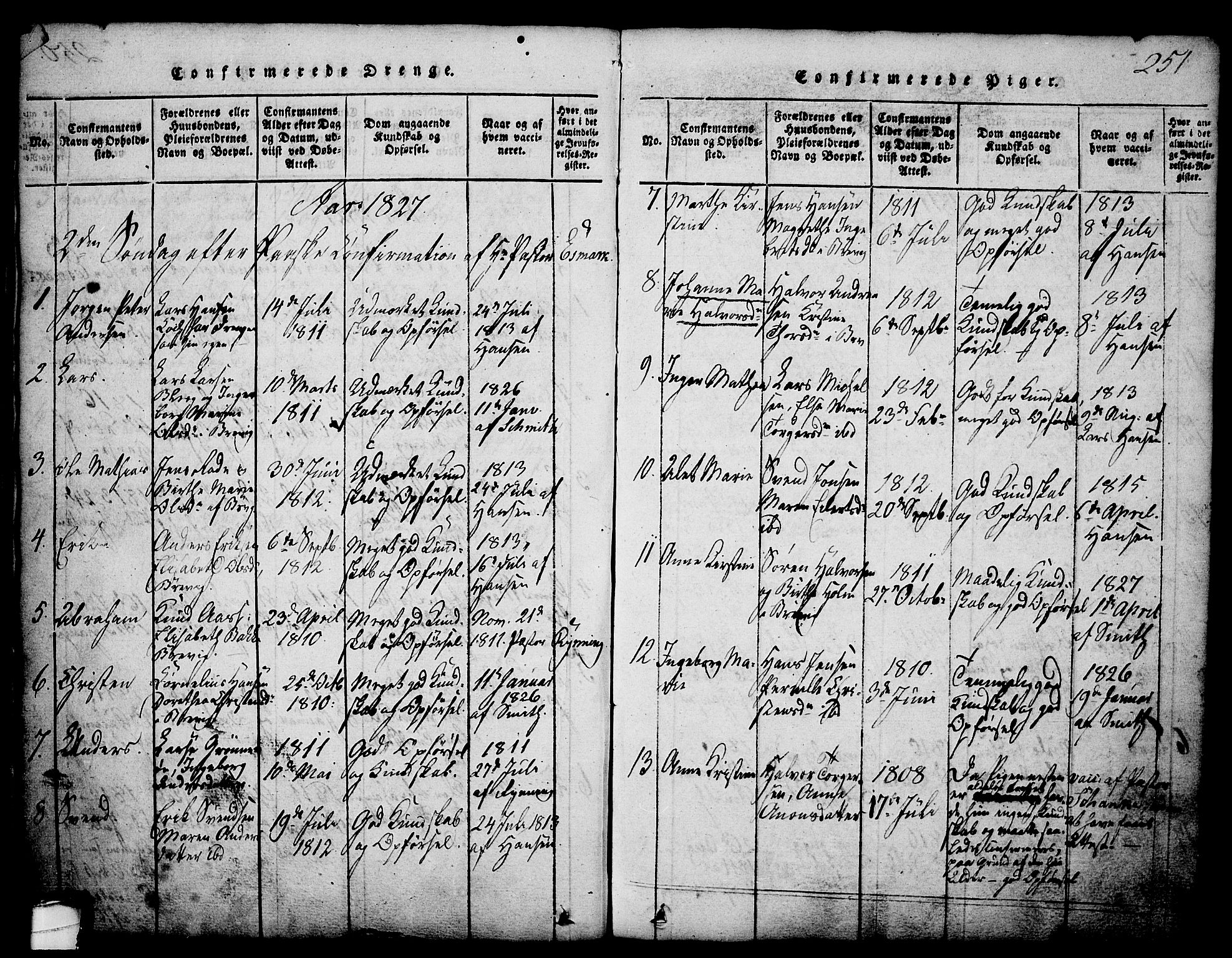 Brevik kirkebøker, SAKO/A-255/G/Ga/L0001: Parish register (copy) no. 1, 1814-1845, p. 251