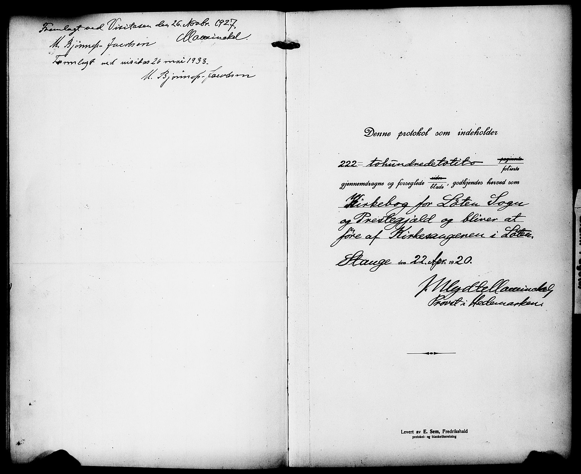 Løten prestekontor, SAH/PREST-022/L/La/L0008: Parish register (copy) no. 8, 1920-1929