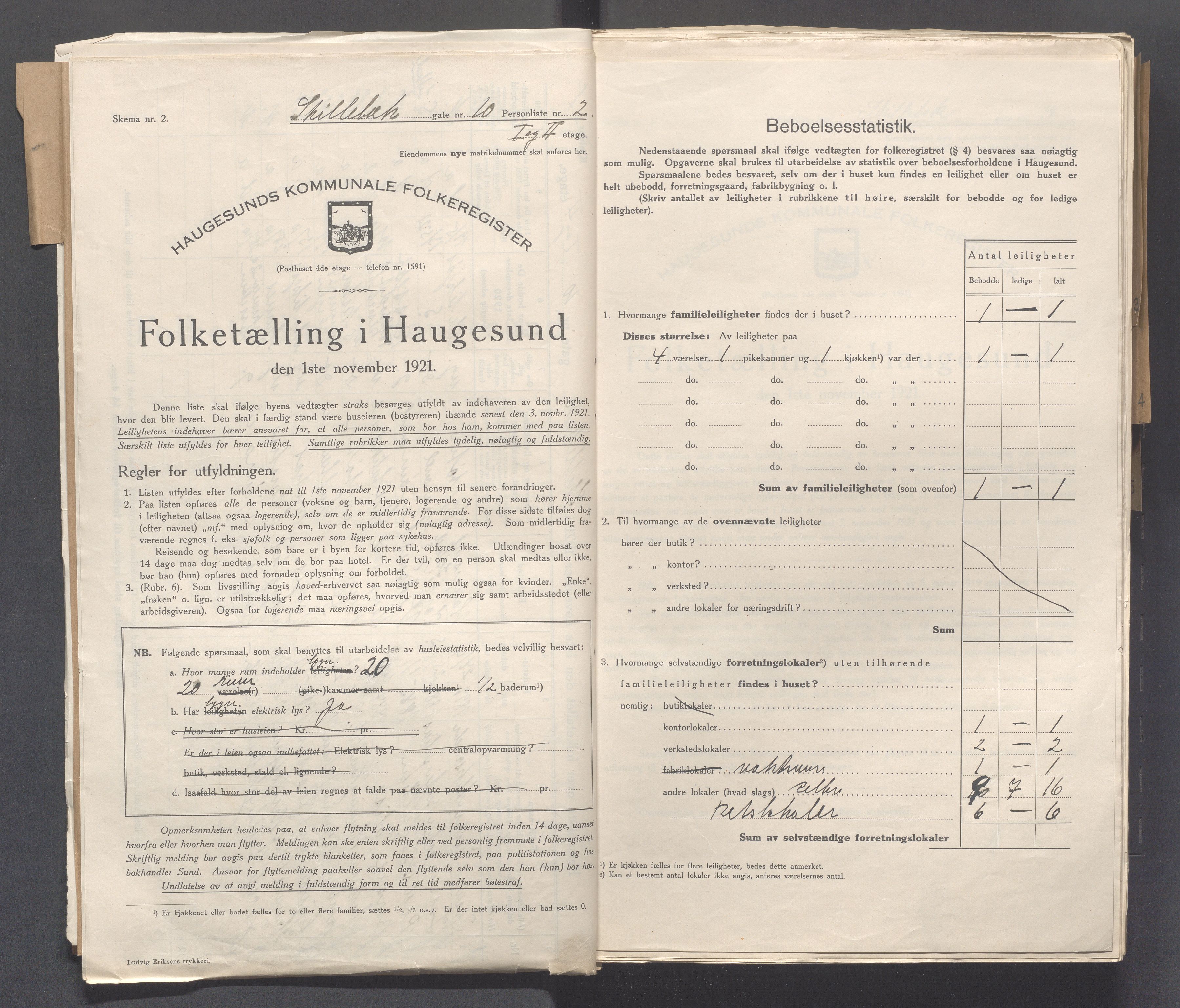 IKAR, Local census 1.11.1921 for Haugesund, 1921, p. 3907