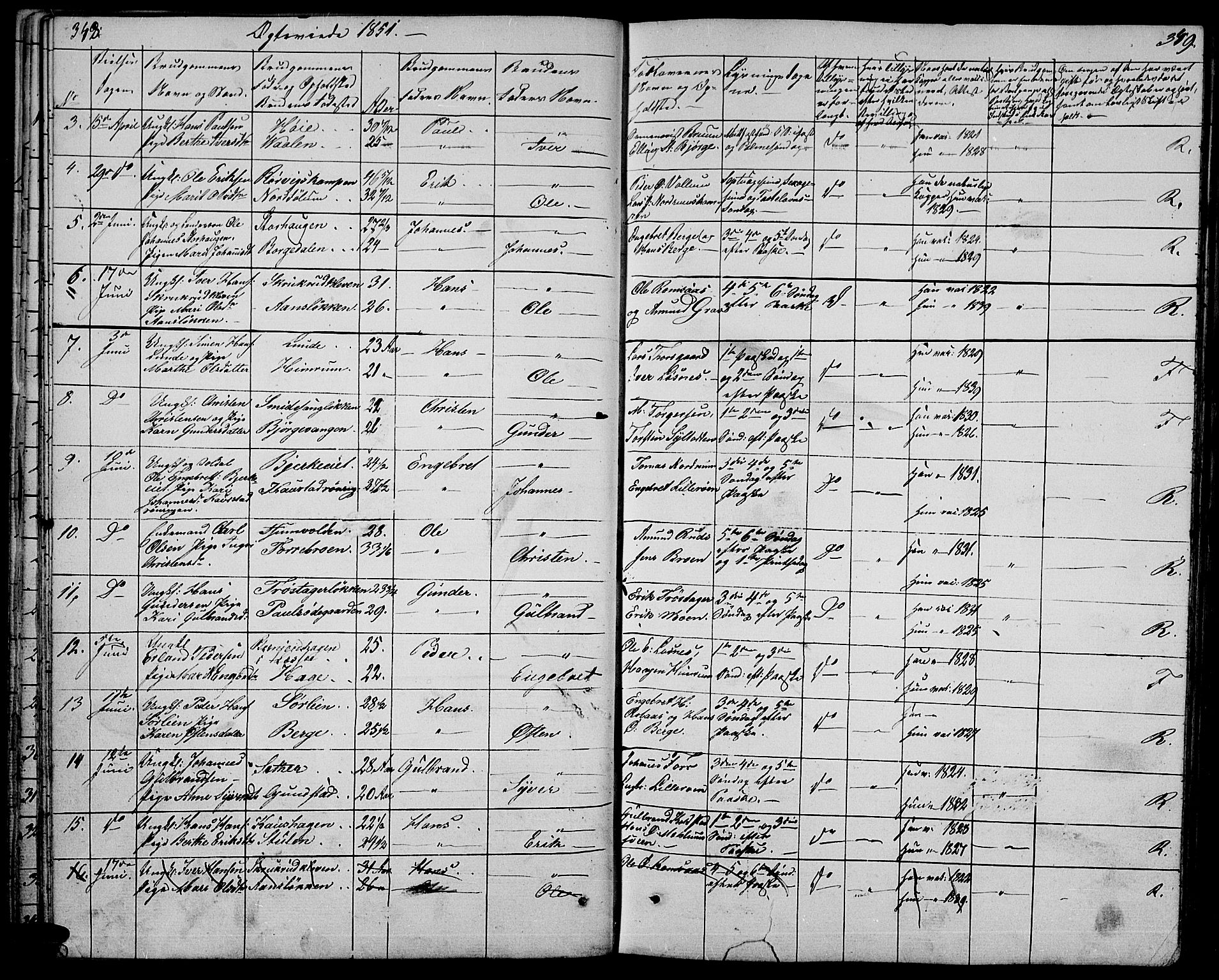 Ringebu prestekontor, SAH/PREST-082/H/Ha/Hab/L0002: Parish register (copy) no. 2, 1839-1853, p. 348-349