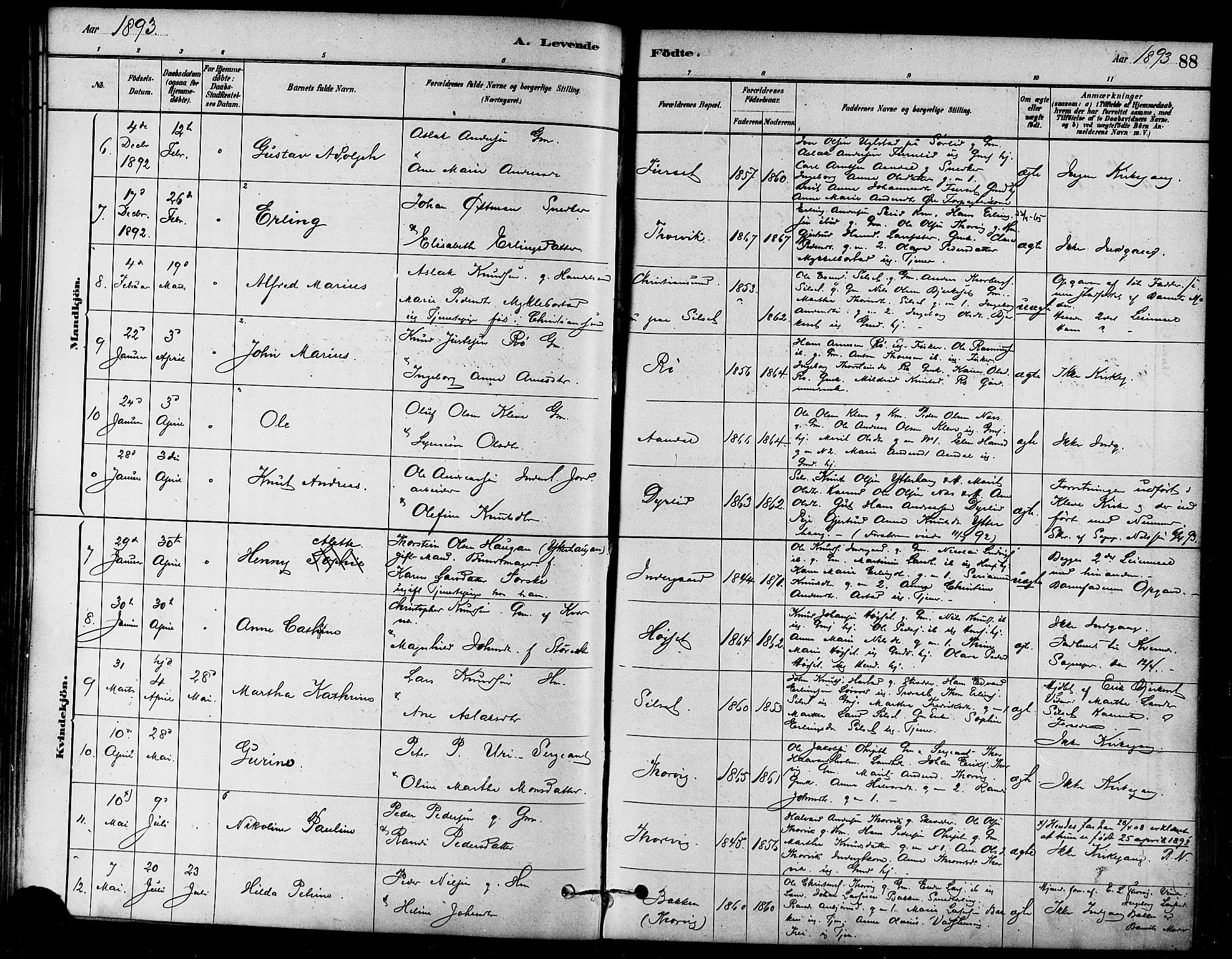 Ministerialprotokoller, klokkerbøker og fødselsregistre - Møre og Romsdal, AV/SAT-A-1454/584/L0967: Parish register (official) no. 584A07, 1879-1894, p. 88