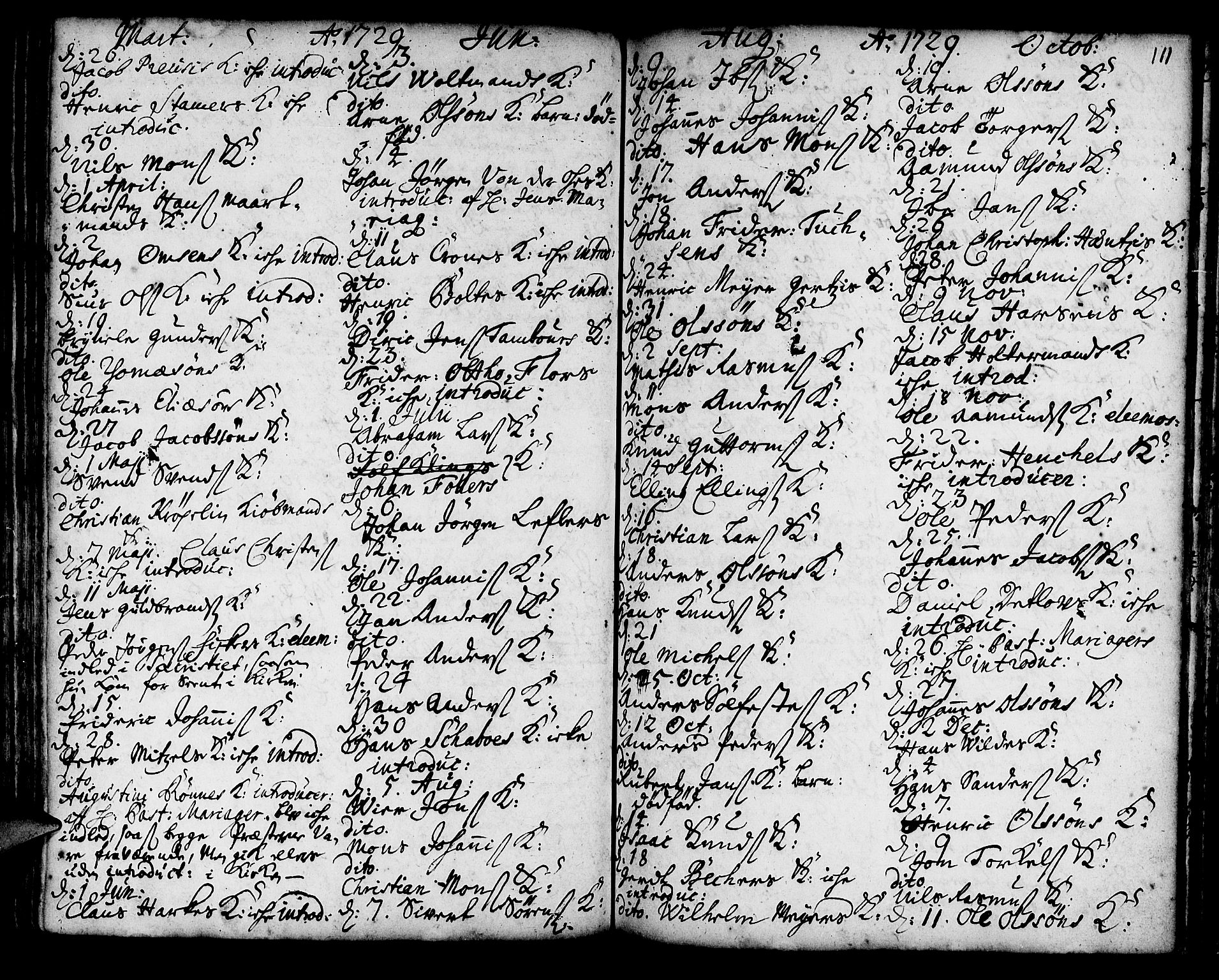 Korskirken sokneprestembete, SAB/A-76101/H/Haa/L0008: Parish register (official) no. A 8, 1698-1747, p. 111