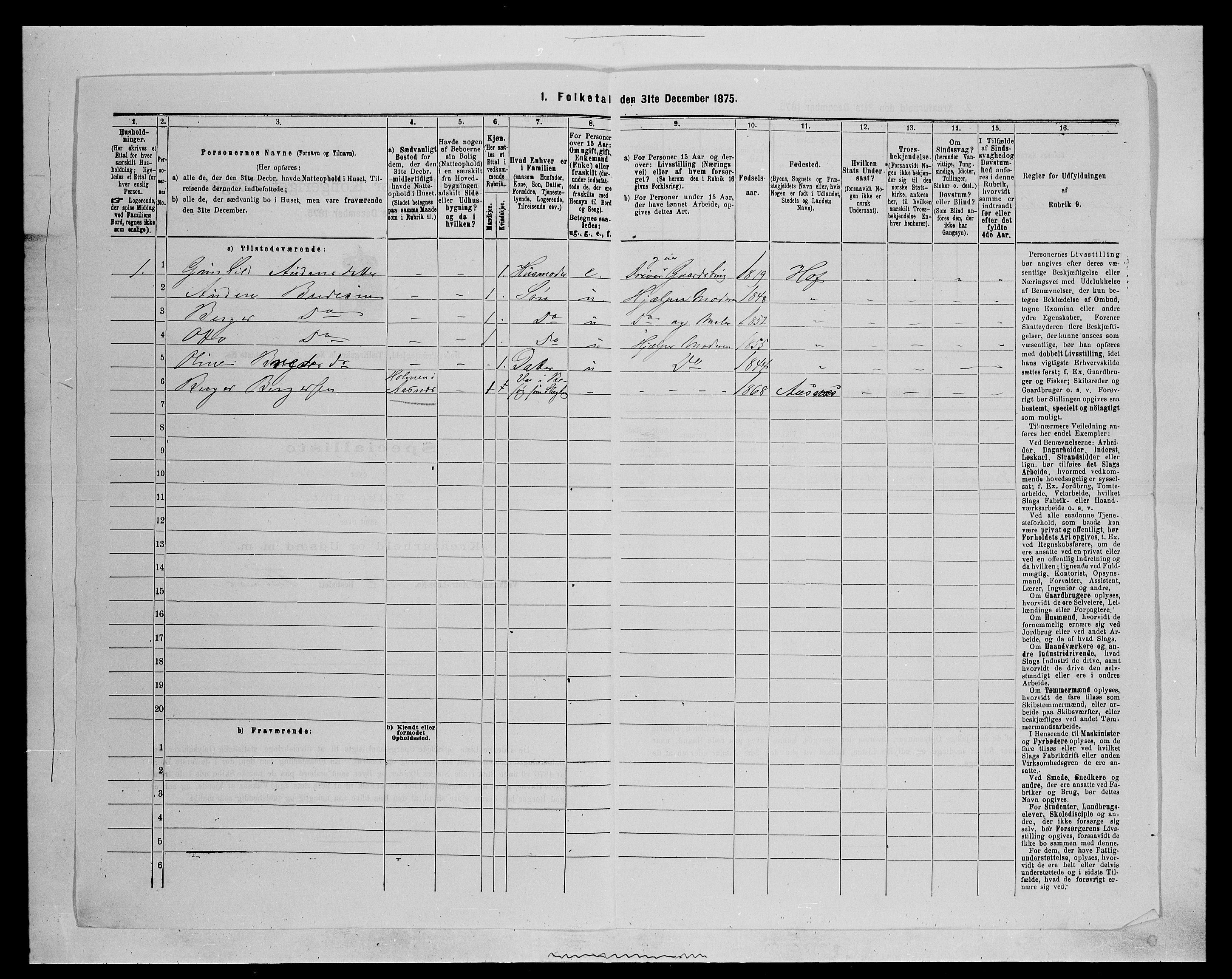 SAH, 1875 census for 0424P Hof, 1875, p. 237