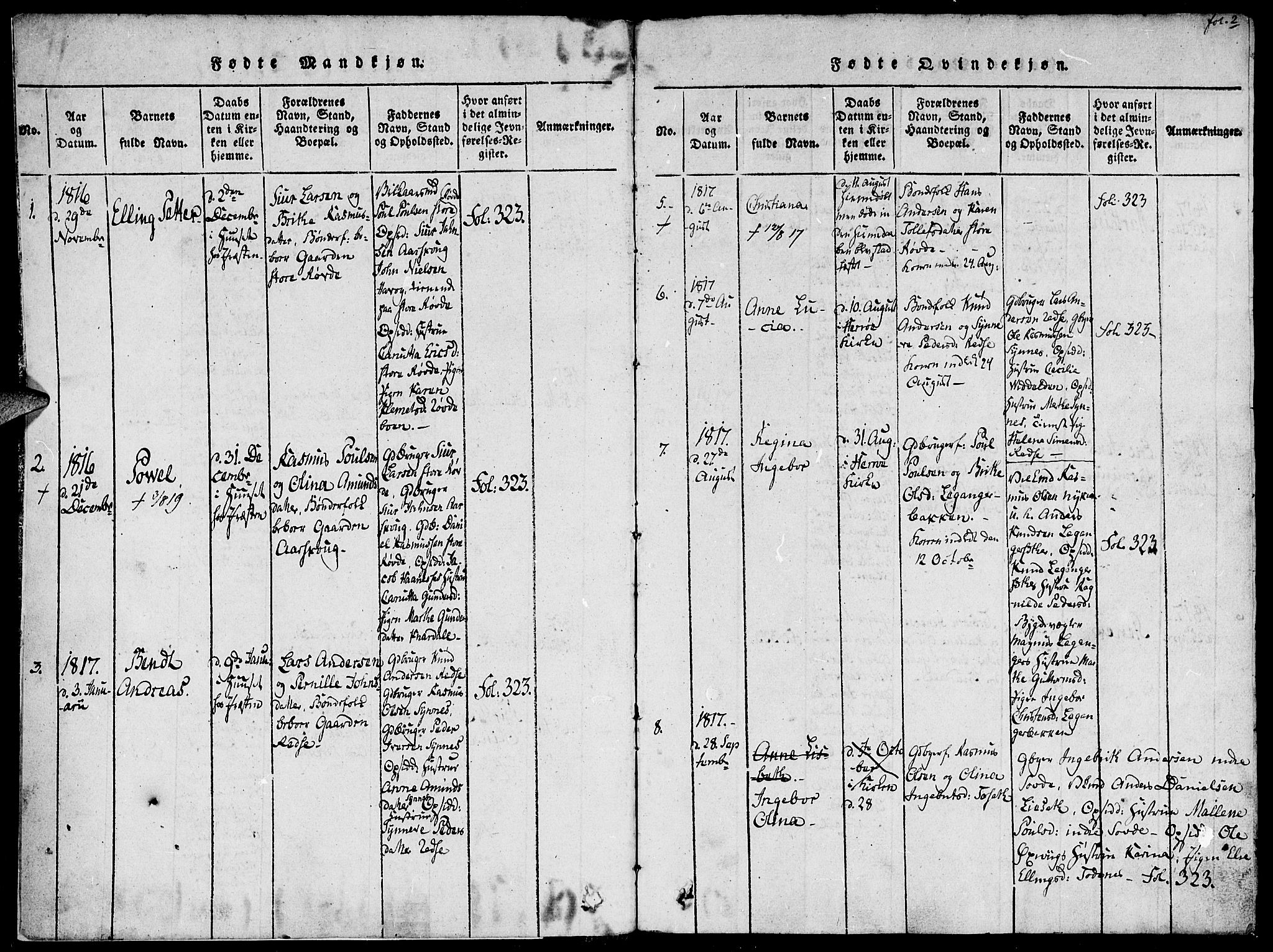 Ministerialprotokoller, klokkerbøker og fødselsregistre - Møre og Romsdal, SAT/A-1454/504/L0054: Parish register (official) no. 504A01, 1816-1861, p. 2