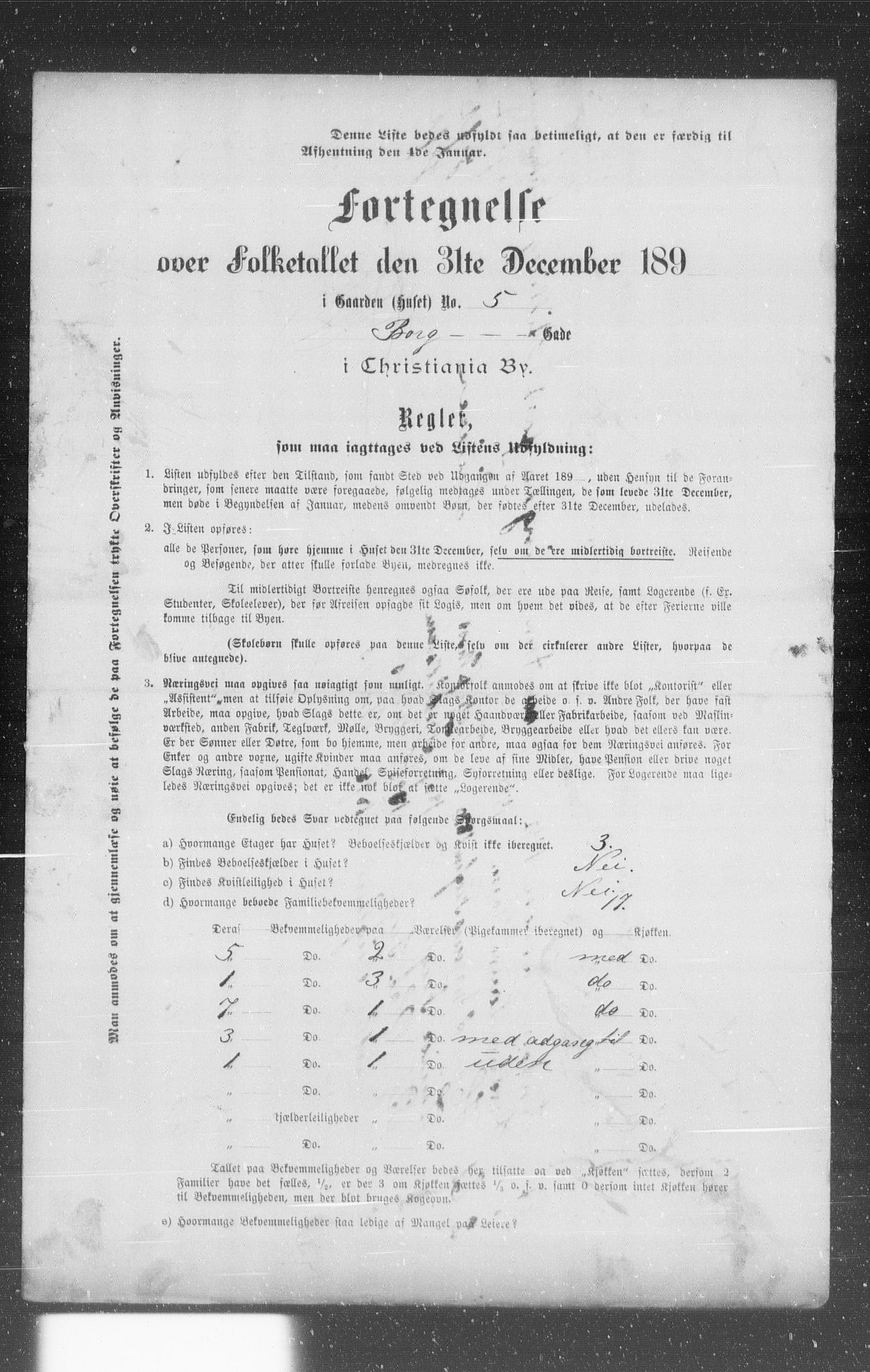 OBA, Municipal Census 1899 for Kristiania, 1899, p. 1027