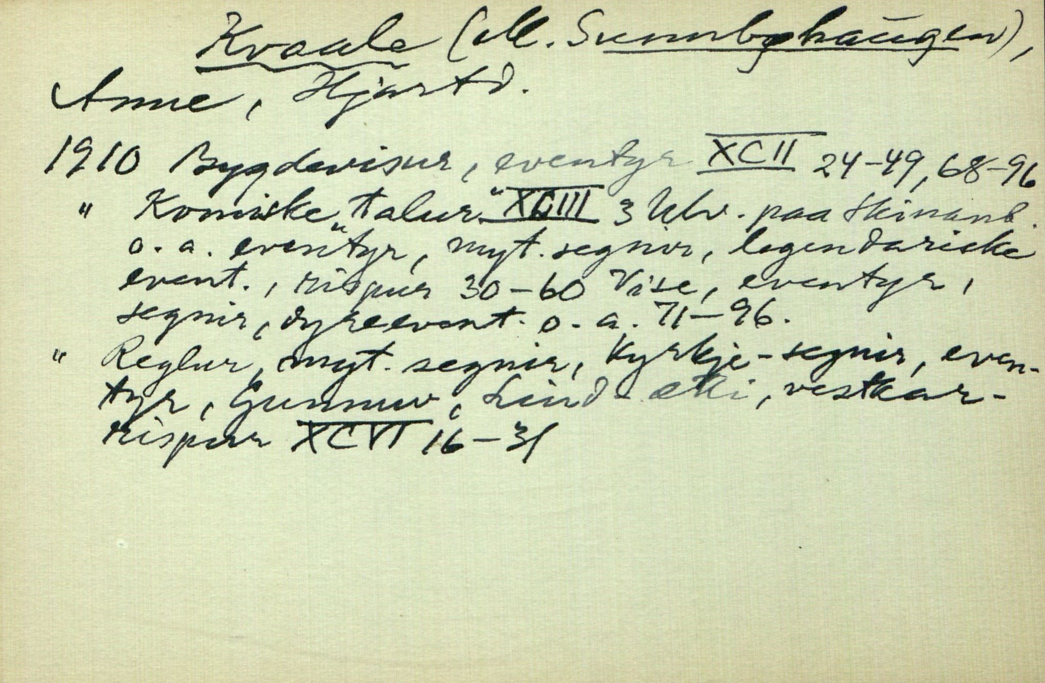 Rikard Berge, TEMU/TGM-A-1003/I/L0011: Personregister- K, 1910-1950