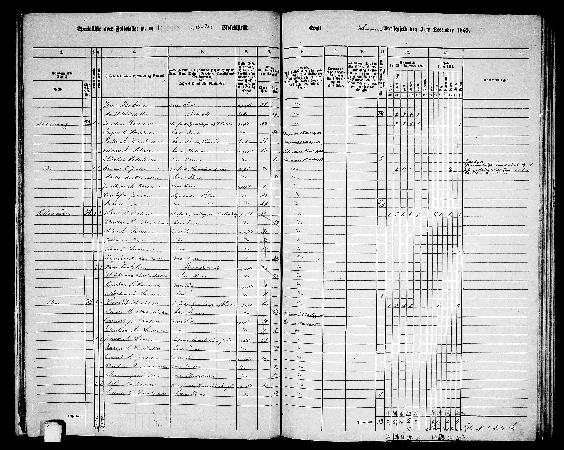 RA, 1865 census for Hamarøy, 1865, p. 16