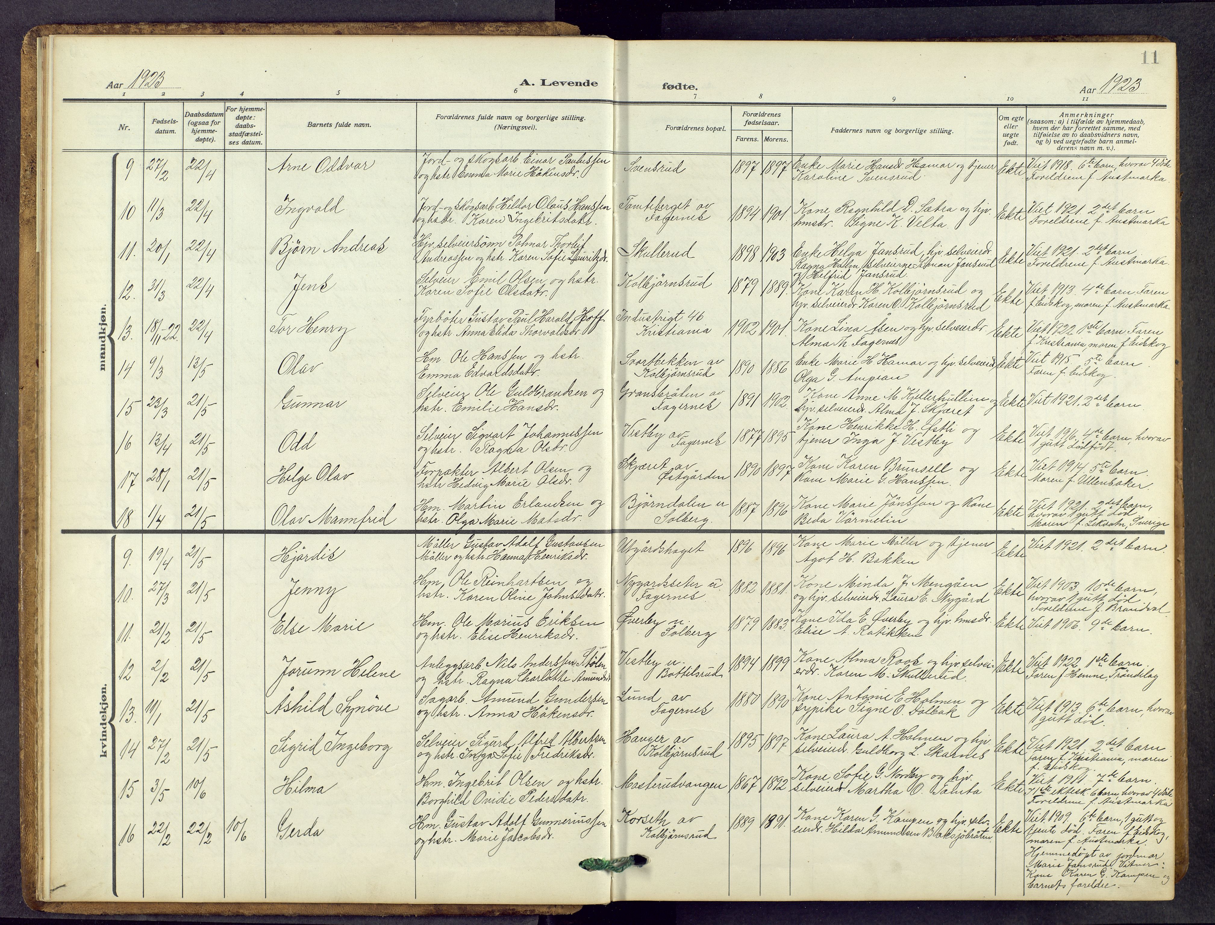 Vinger prestekontor, AV/SAH-PREST-024/H/Ha/Hab/L0006: Parish register (copy) no. 6, 1921-1973, p. 11