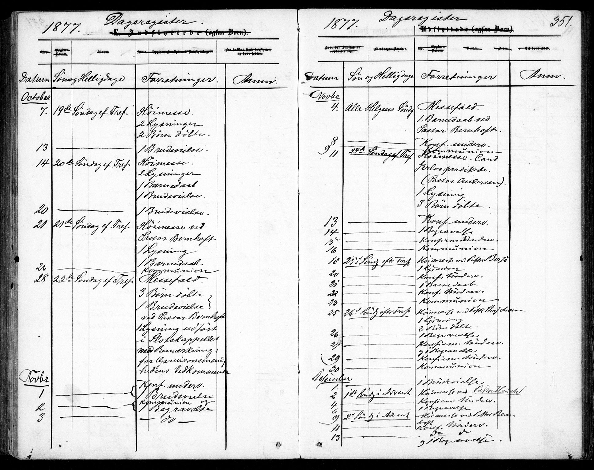 Garnisonsmenigheten Kirkebøker, SAO/A-10846/F/Fa/L0011: Parish register (official) no. 11, 1870-1880, p. 351